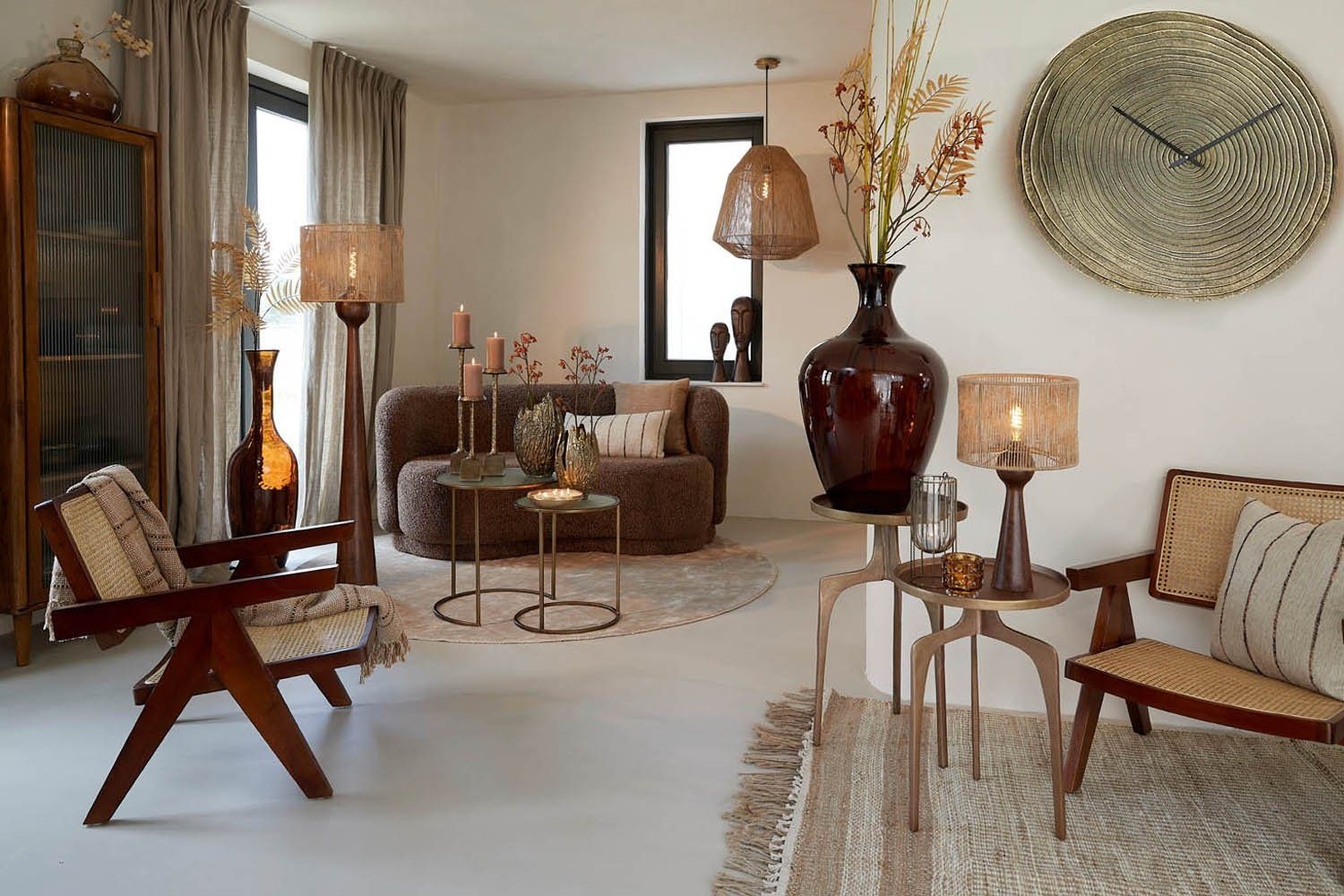 Light & Living Lampenschirm TOSSA, Braun, Jute Naturfaser, Ø 35 cm günstig online kaufen