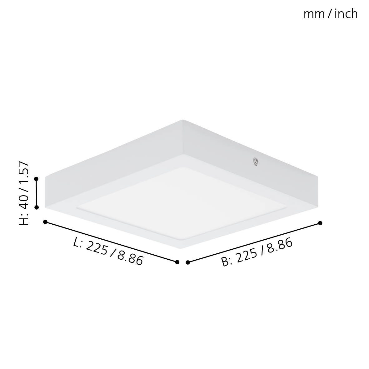 EGLO Aufbauleuchte Fueva Leuchtmittel 22.5 1, warmweiß, Deckenlampe cm, weiß, Lampe Deckenleuchte, inklusive