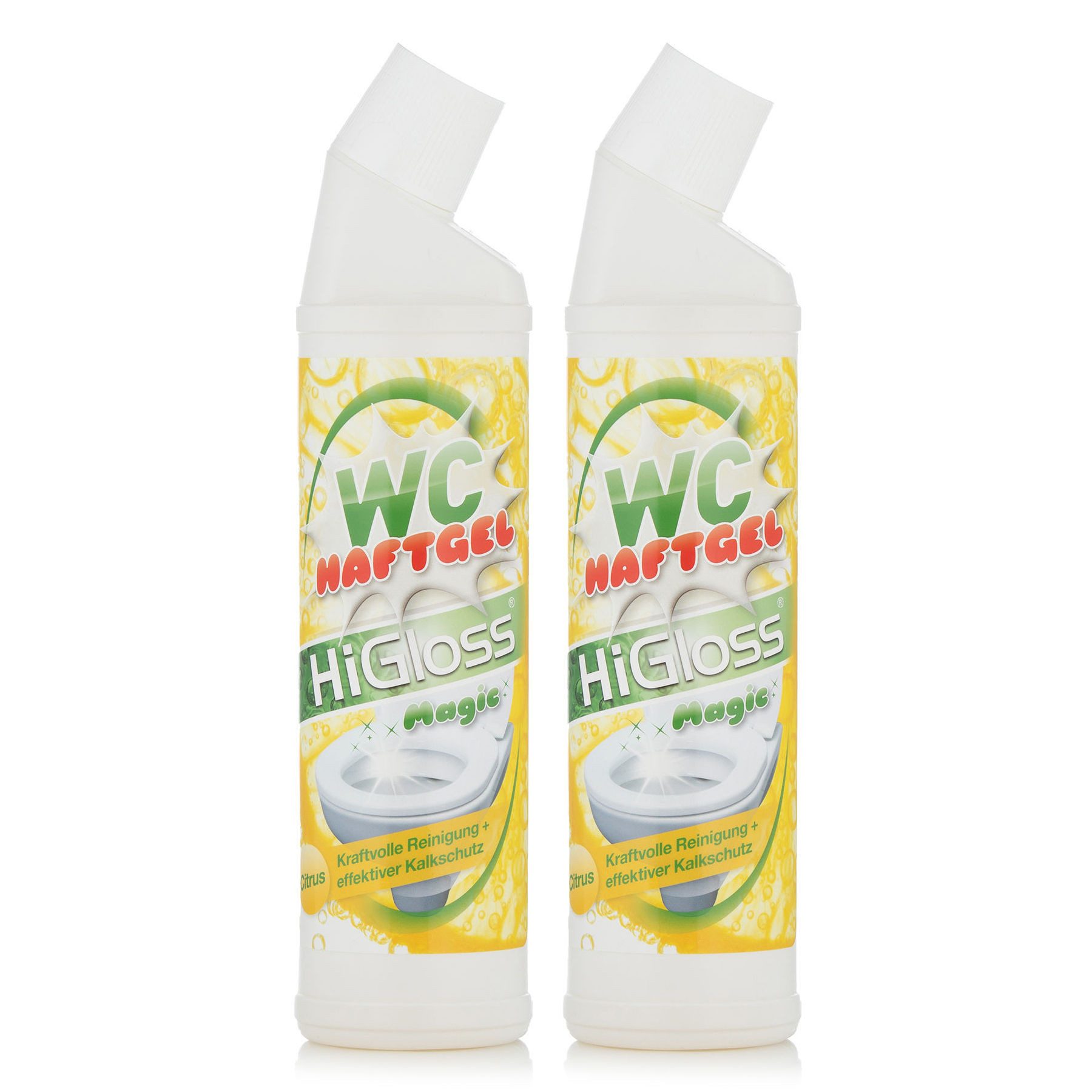 HiGloss WC-Haftreiniger-Gel WC-Reiniger (2x 750ml bekämpft Schmutz & Kalk, sorgt für hygienische Sauberkeit & Frische)