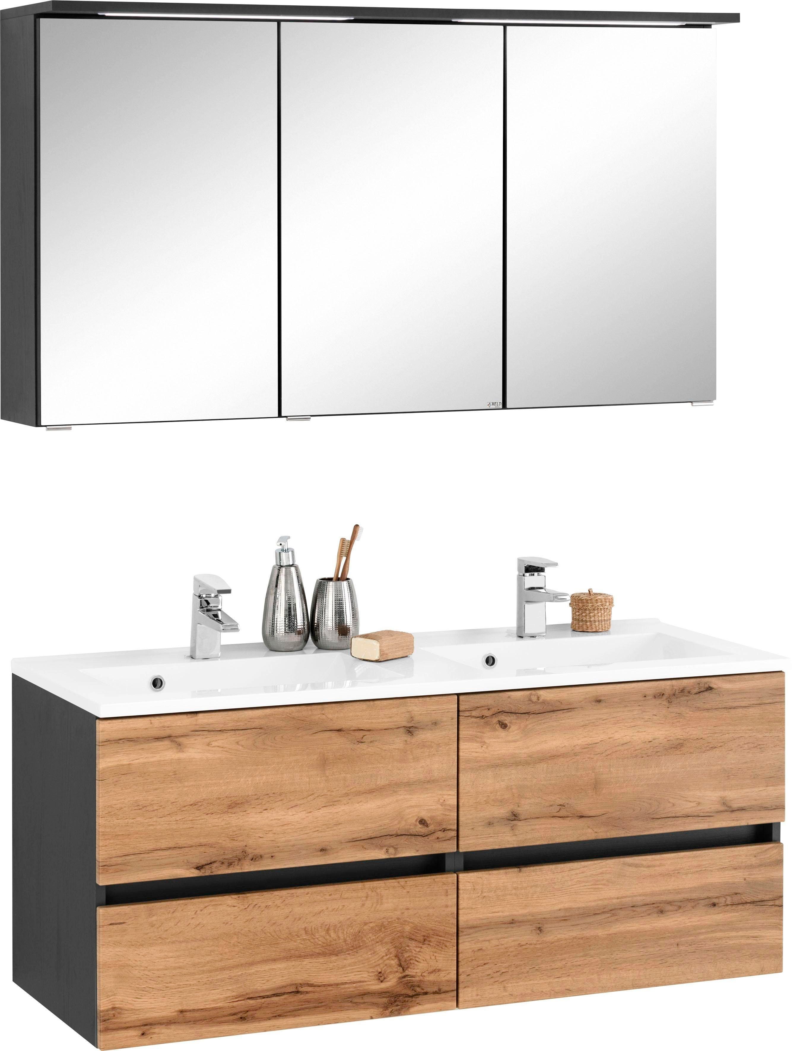 welltime Badmöbel-Set Lucca, (2-St), Doppelwaschtisch, Breite 120 cm