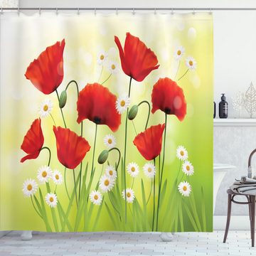Abakuhaus Duschvorhang Moderner Digitaldruck mit 12 Haken auf Stoff Wasser Resistent Breite 175 cm, Höhe 180 cm, Blume Floral Kamille Mohn