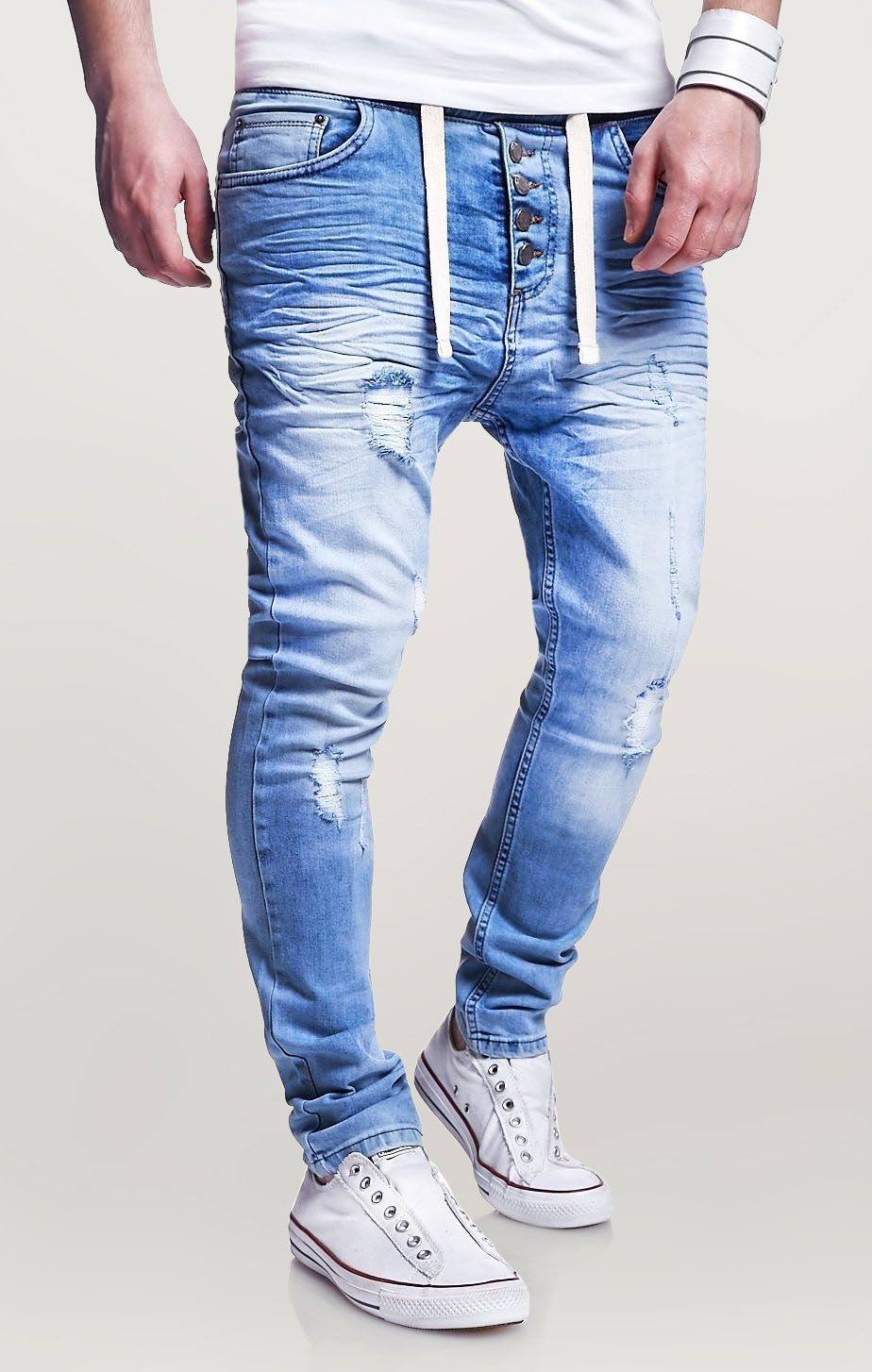 hellblau behype Jogger-Stil Mood Slim-fit-Jeans im coolen
