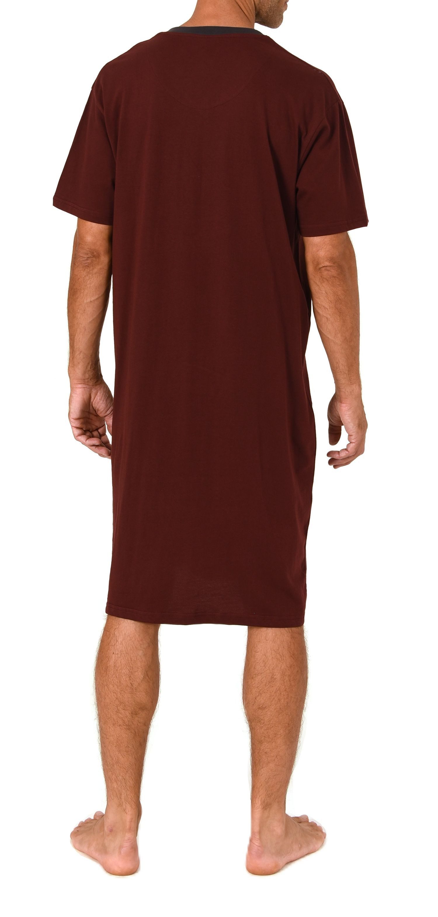 Normann Pyjama Normann Herren kurzarm Nachthemd mit eleganten Frontprint – Bild 4 von 5