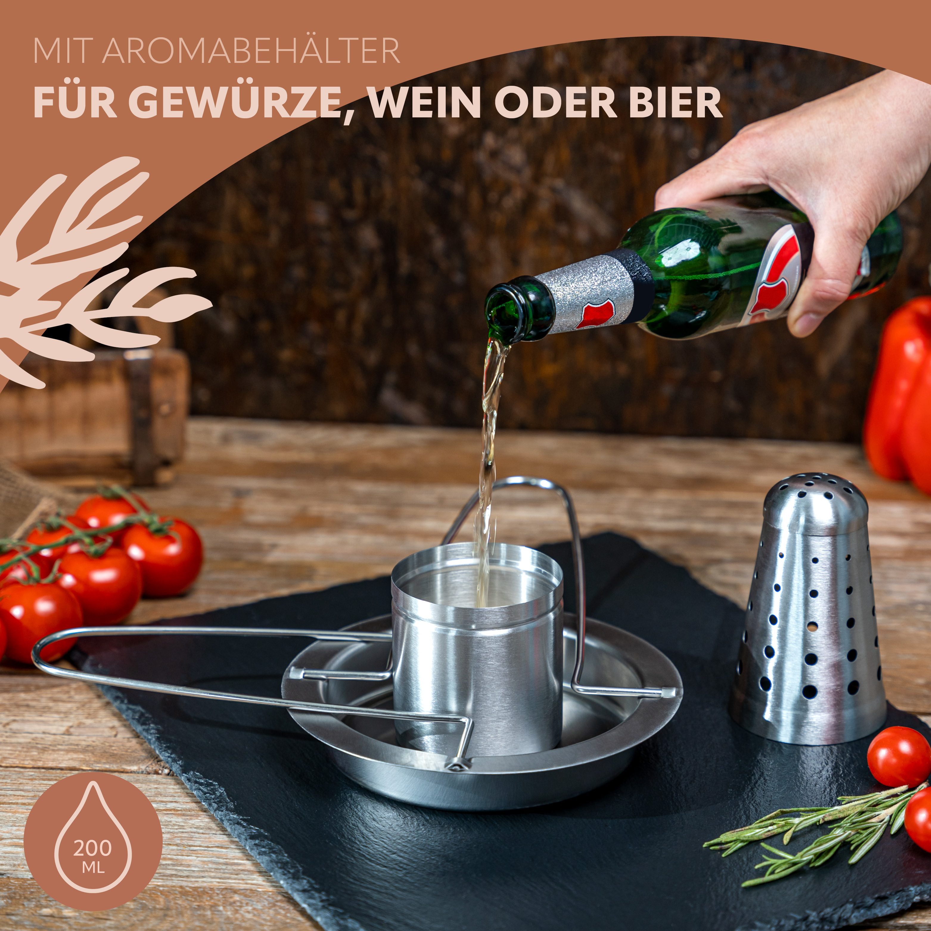 bremermann Hähnchenbräter Hähnchengriller mit Aromabehälter, Hähnchenhalter, Edelstahl, (1-St)