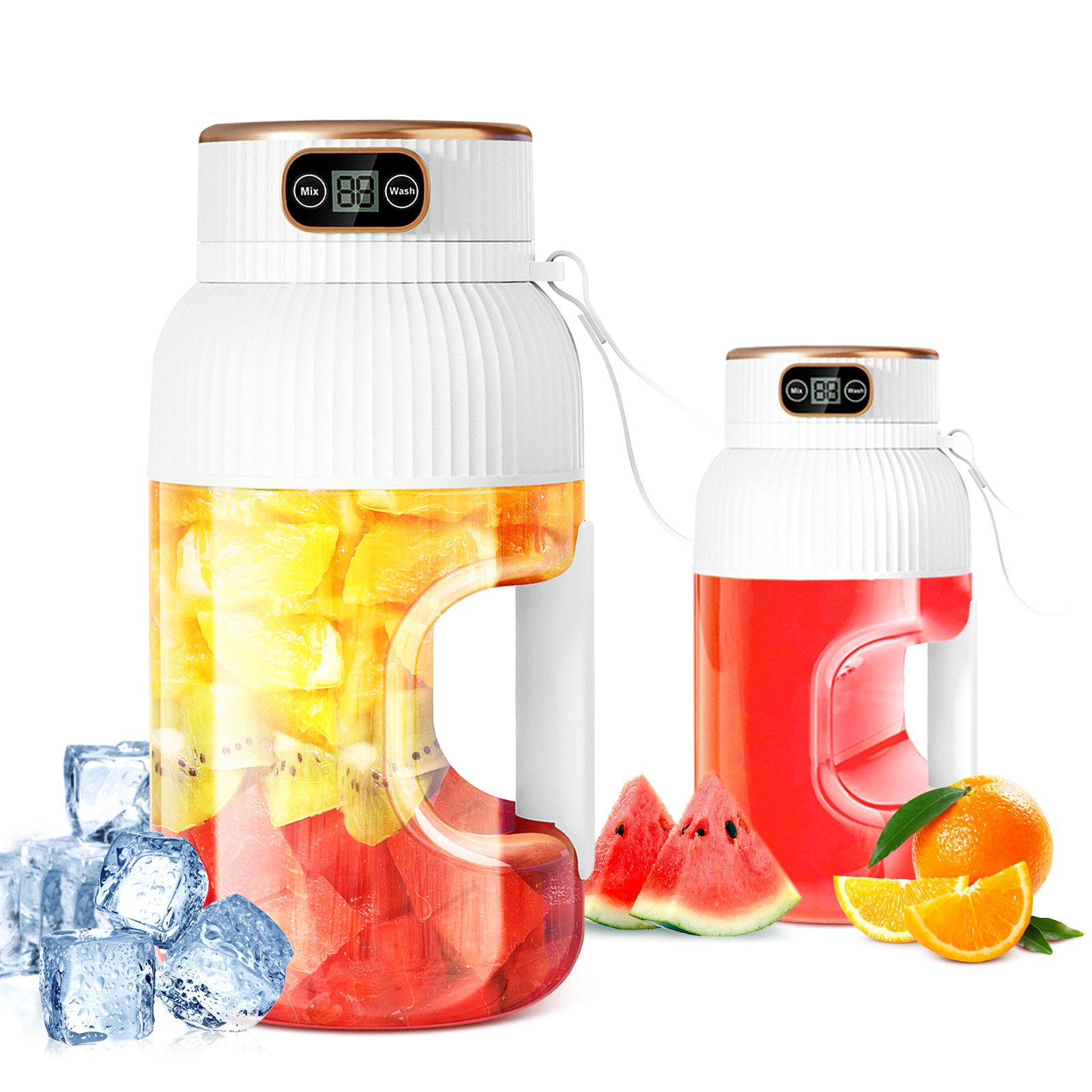 Fine Life Pro Standmixer Smoothie-Maker Portable, wiederaufladbar, 1200ml Standmixer, Weiß