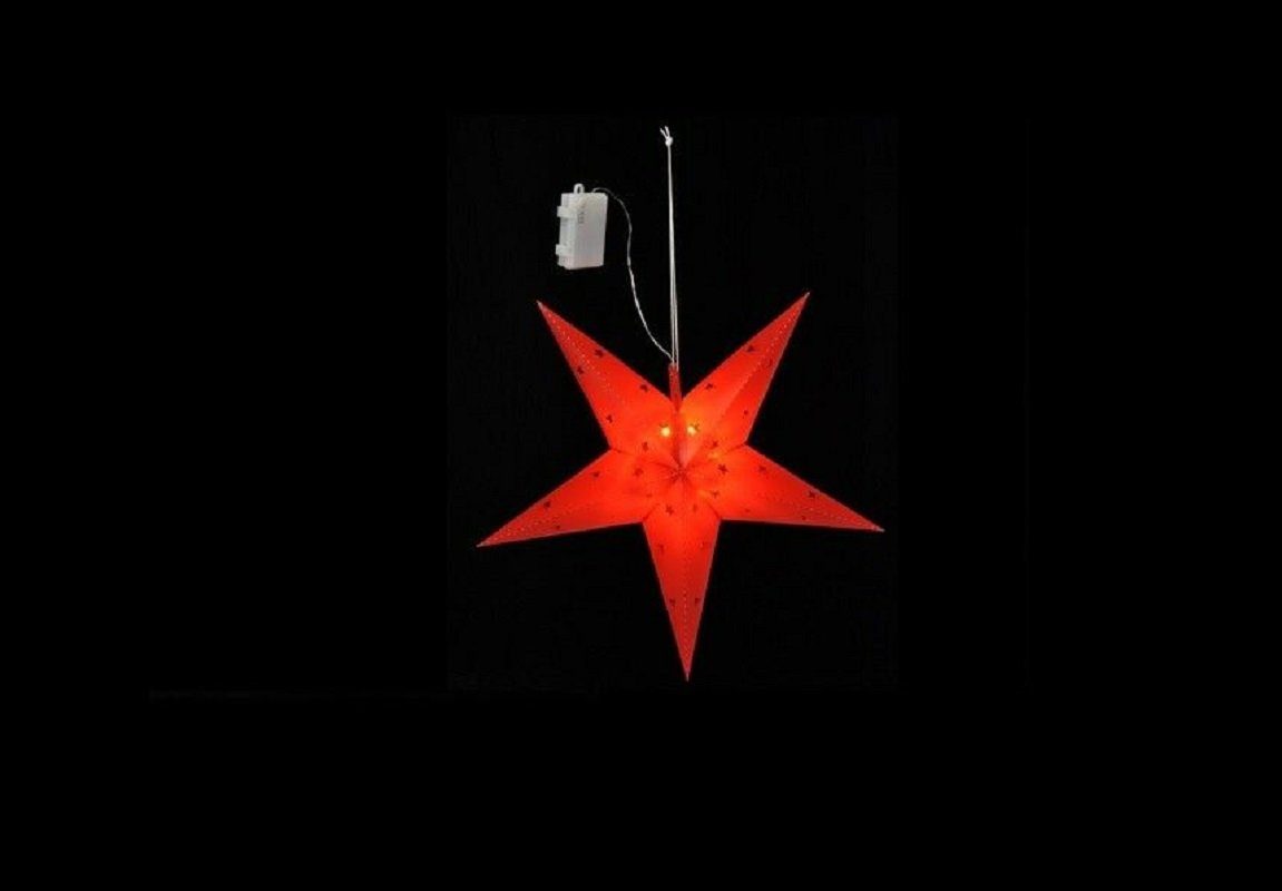 Meinposten LED-Lichterkette Stern Batterie oder 44cm Timer 12 rot weiß Weihnachtsstern LED