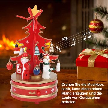 Vaxiuja Spieluhr Weihnachten Holzspieluhr Schneemann-Ornament-Sternbogendekoration