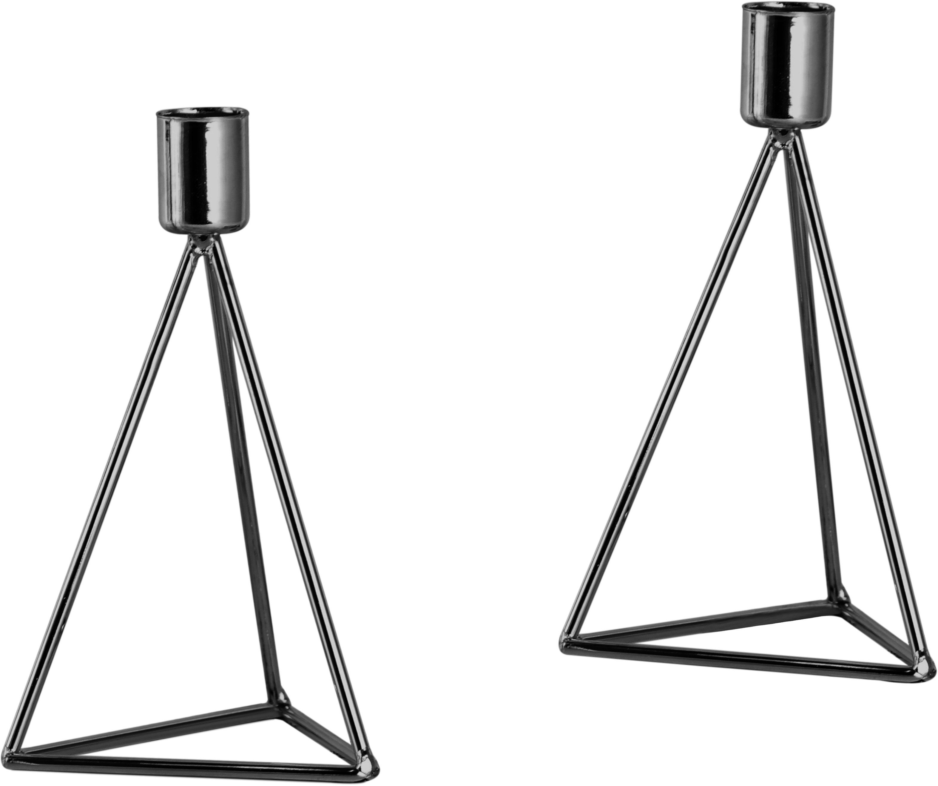 ECHTWERK Teelichthalter Modern Small, Weihnachtsdeko (Set, 2 St), moderner Kerzenhalter aus Eisen, Kerzenständer, Höhe ca. 16,5 cm schwarz