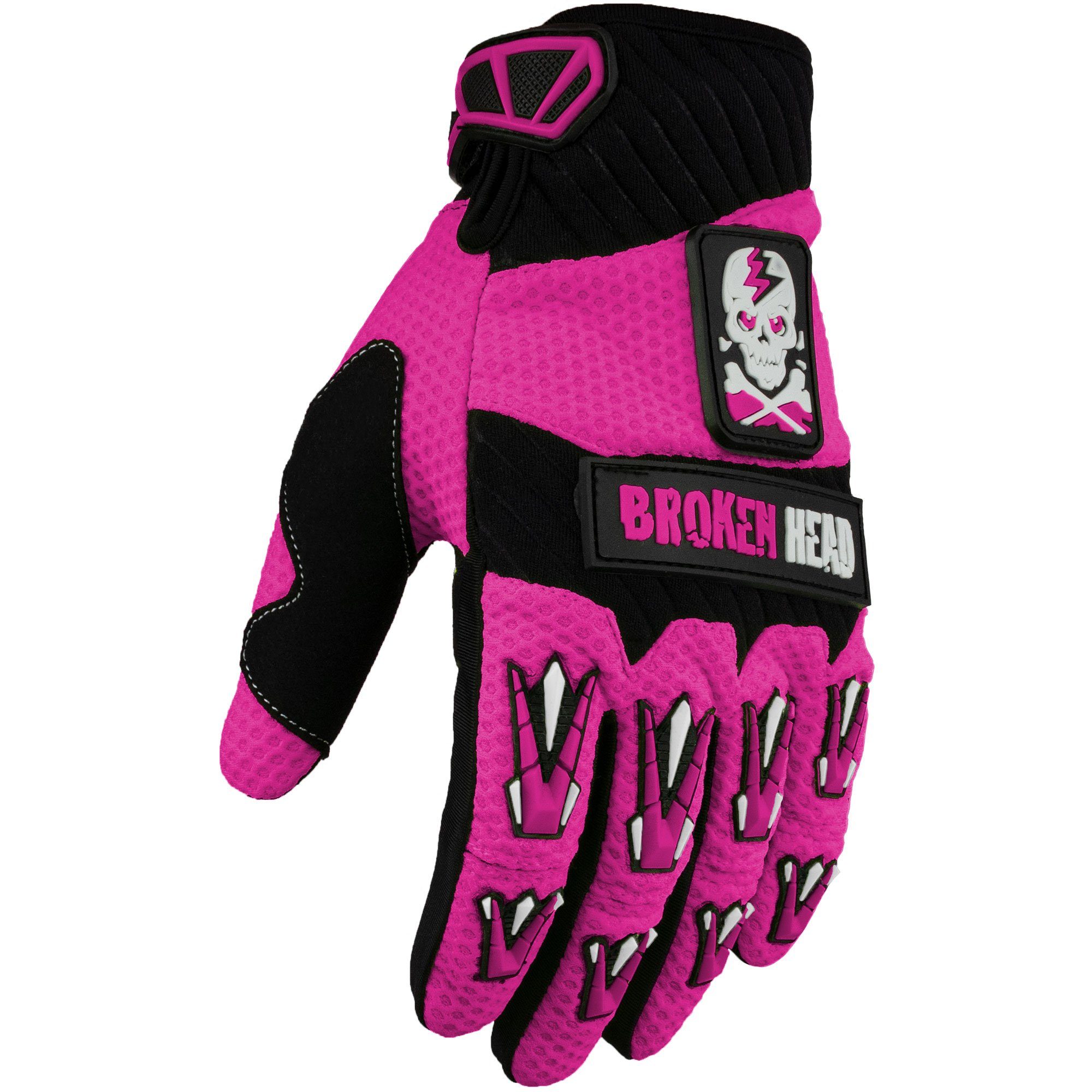 Broken Motorradhandschuhe pink Faustschlag Weiteneinstellung Head