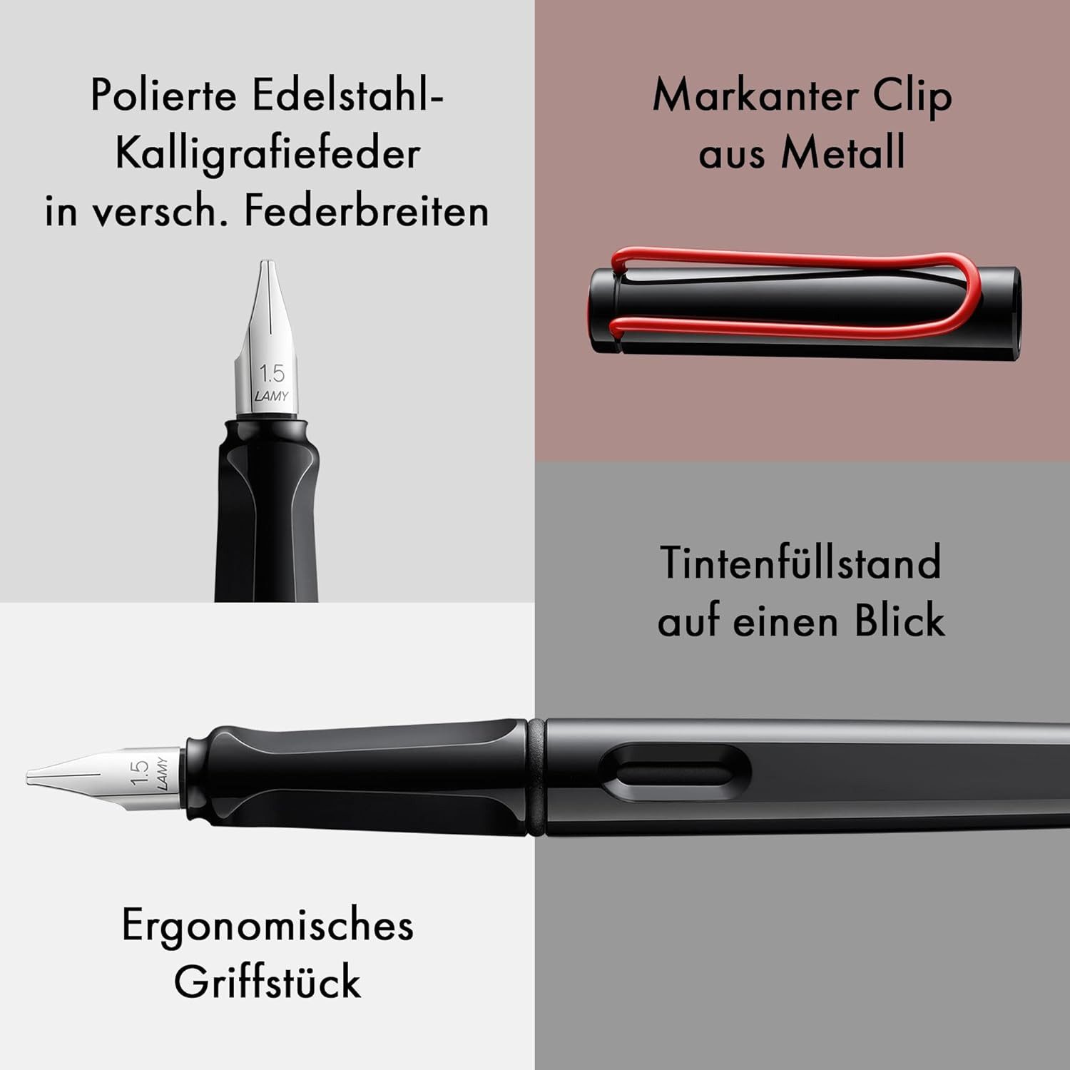LAMY Füllhalter LAMY Füller Schwarz 015 joy AL Schönschreibfüller Stärke 1,9mm