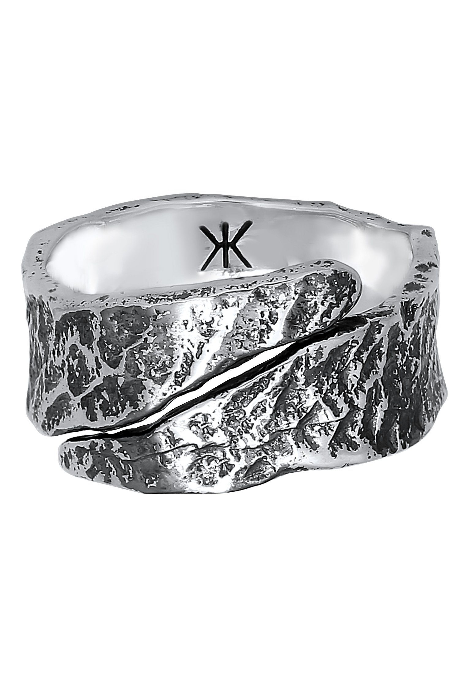Kuzzoi Silberring Bandring Struktur Used Look 925 Silber