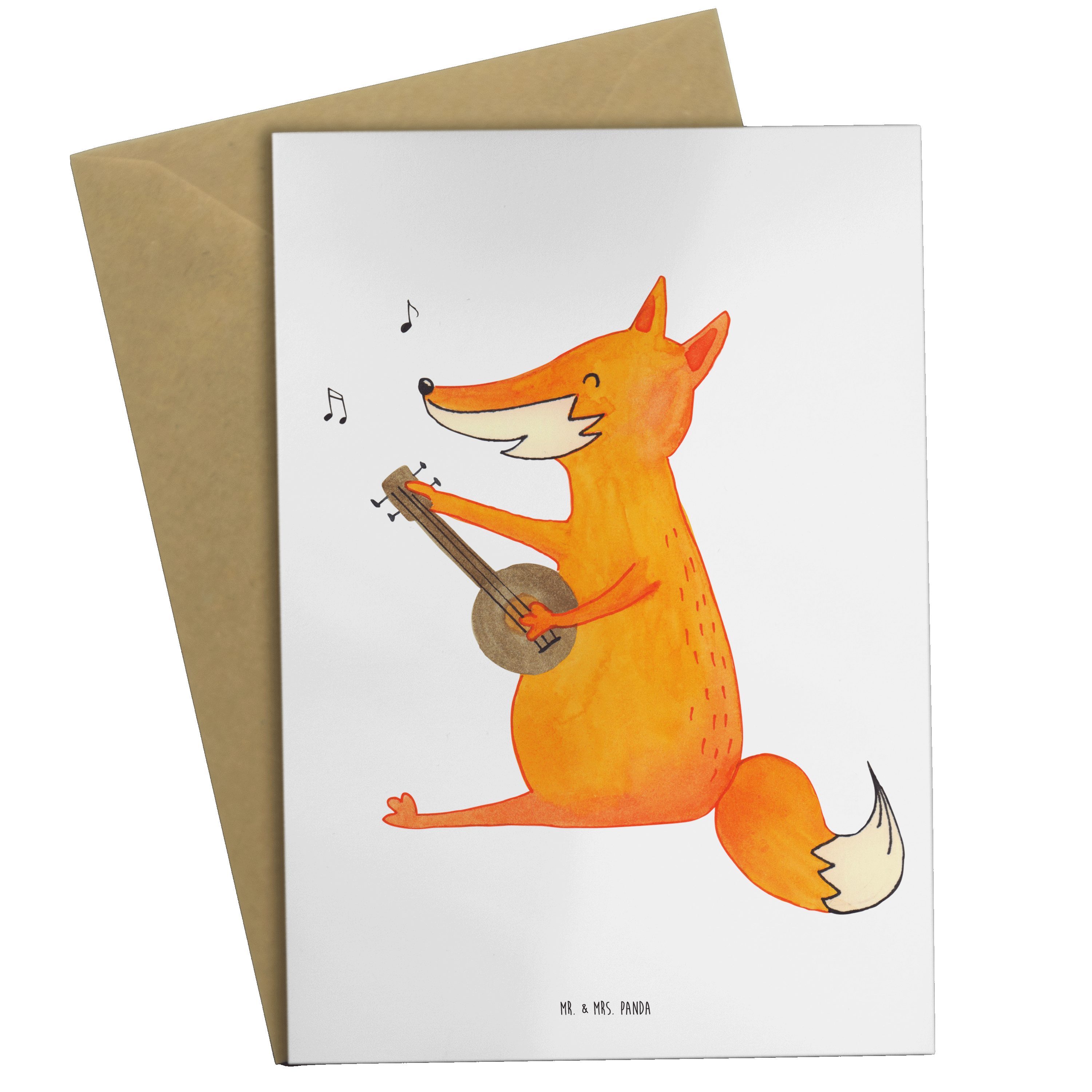 & Karte, Glückwunschkarte, Mrs. - Panda Geschenk, Grußkarte Weiß Gitarre - Mr. Fuchs Geburtstags