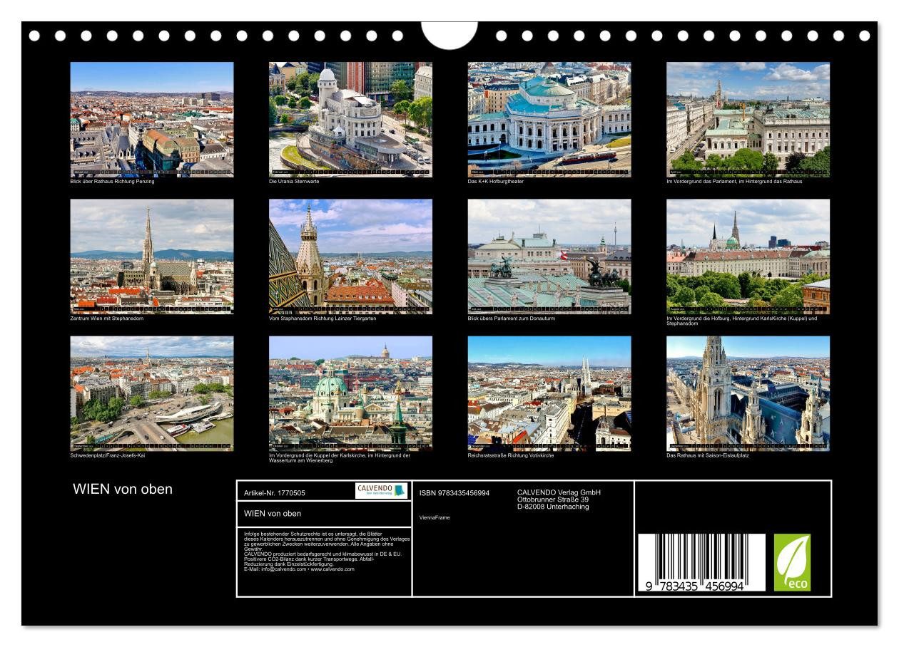 Thumbnail - CALVENDO Wandkalender WIEN von oben (Wandkalender 2025 DIN A4 quer), CALVENDO Monatskalender