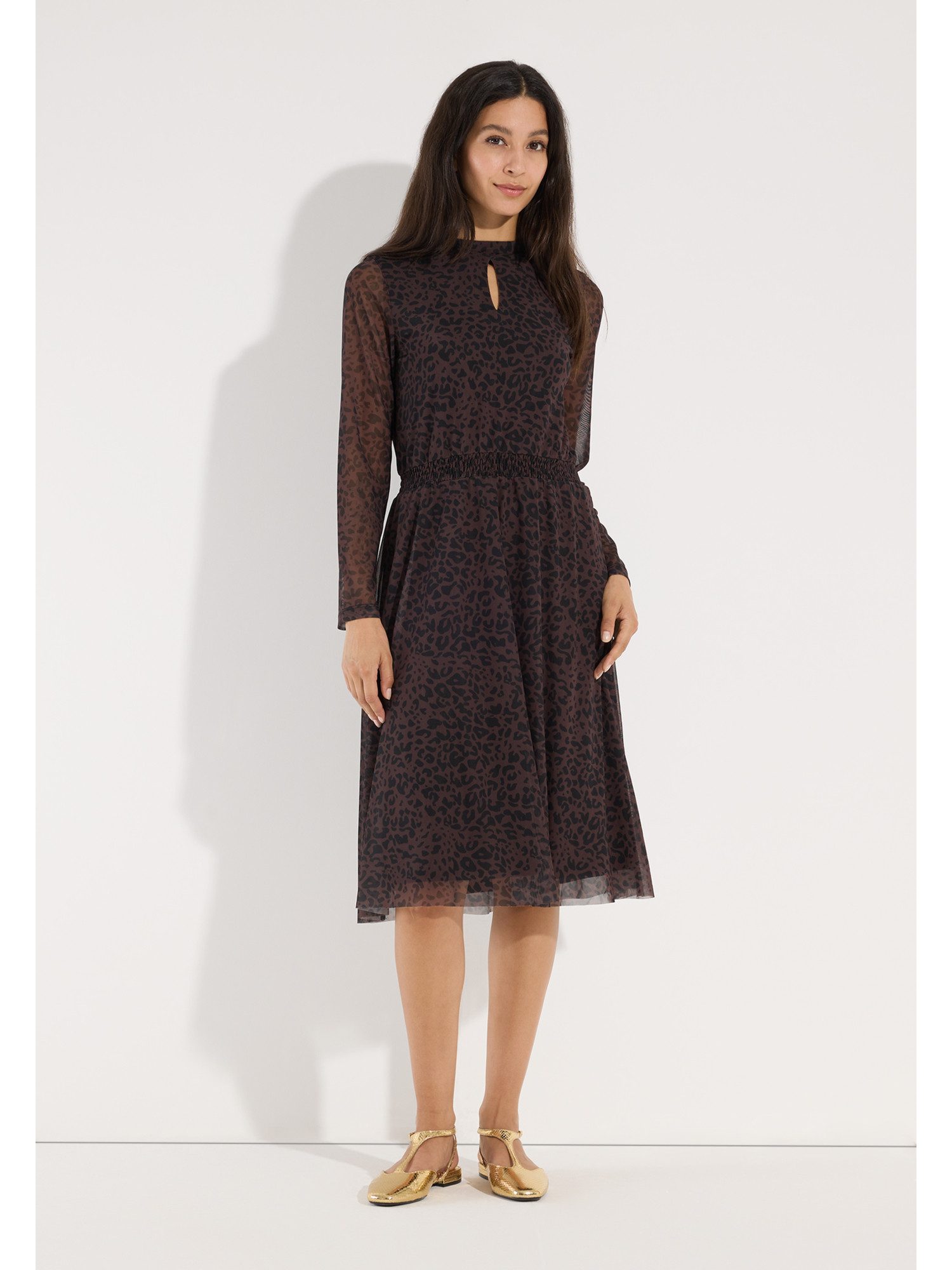 MORE&MORE Jerseykleid leichtes, feminines Leo-Meshkleid