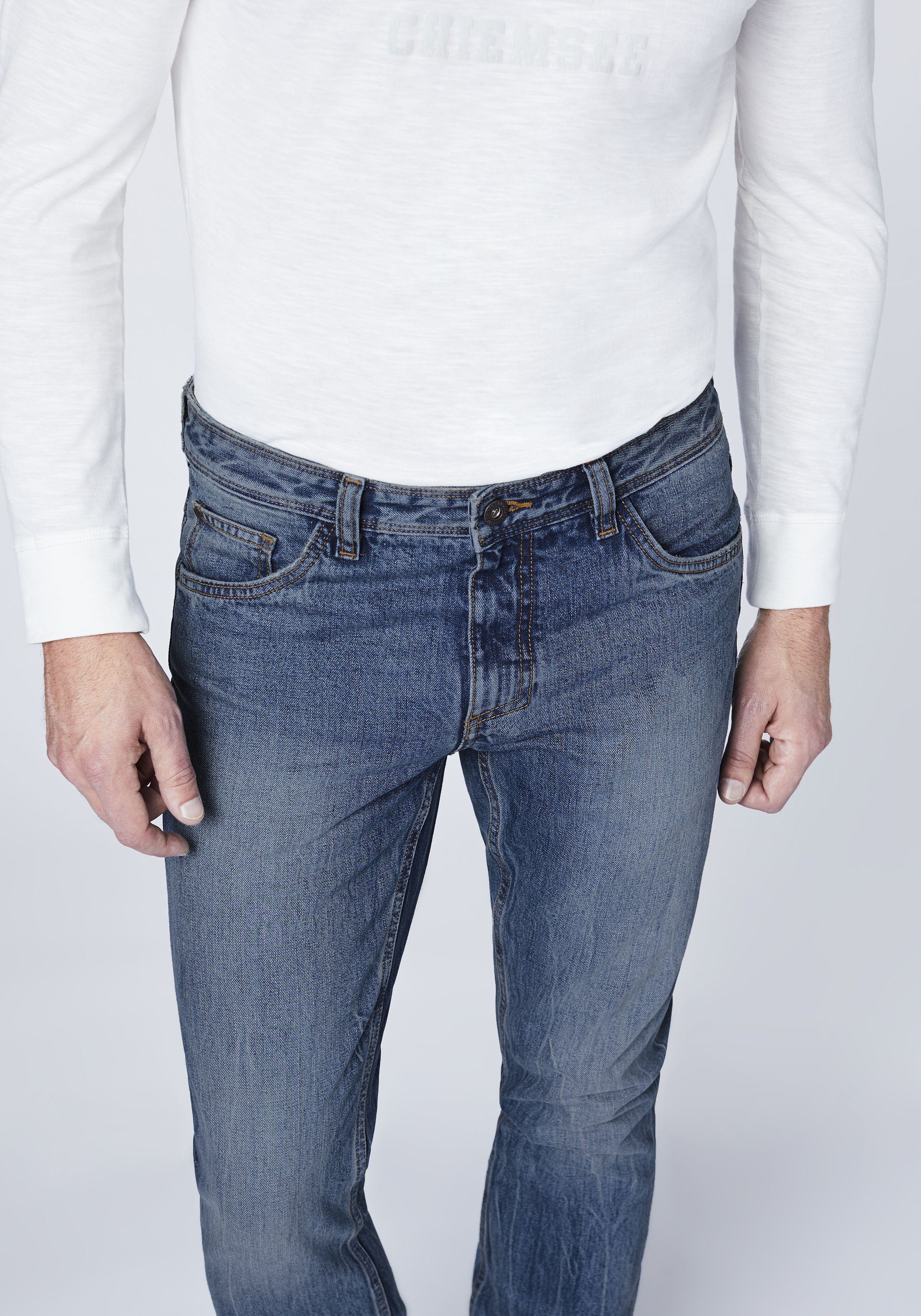 Hellblau DENIM (1-tlg) im Straight-Jeans OKLAHOMA PREMIUM 5-Pocket-Style