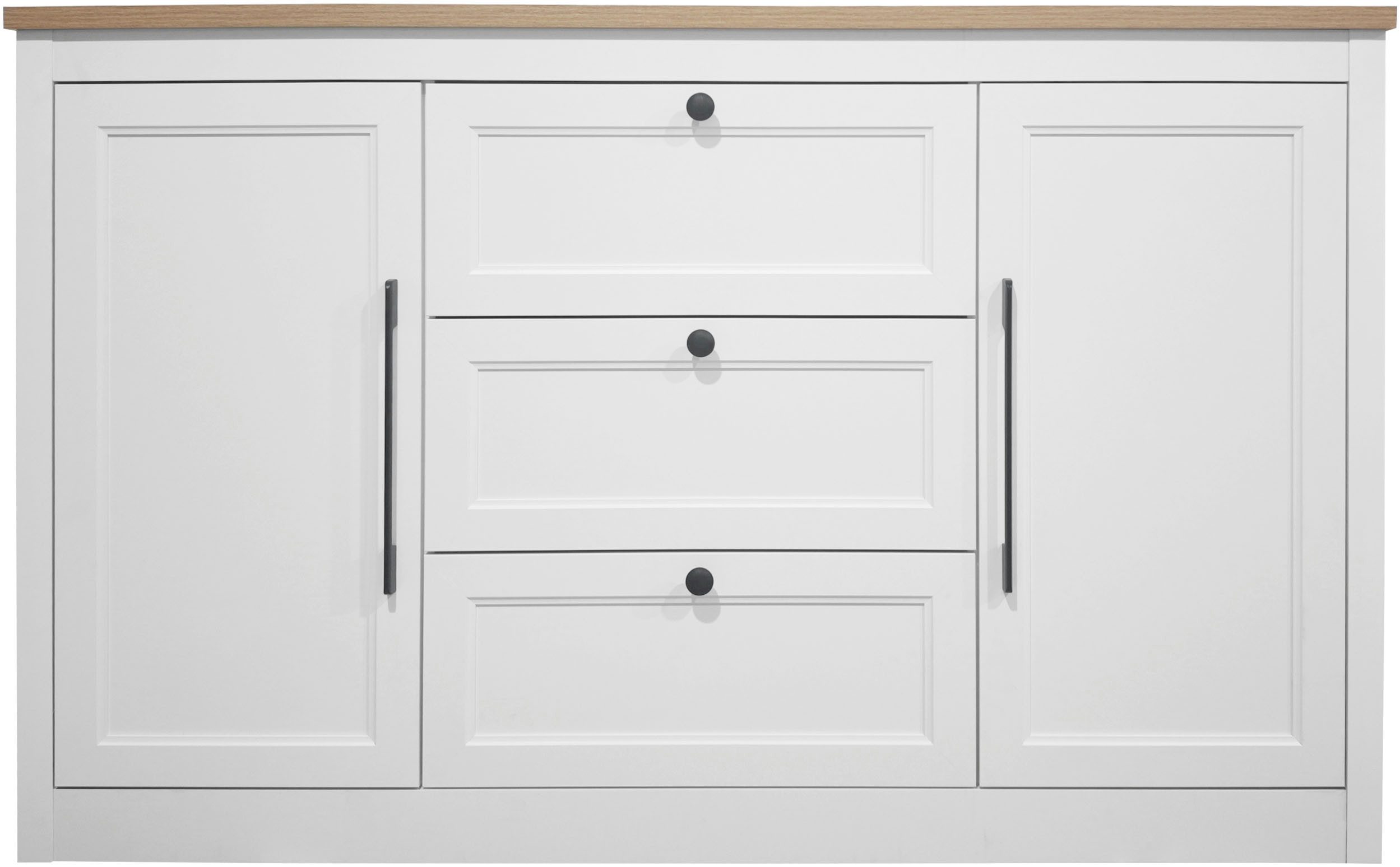 OTTO home Sideboard Ismund, aus MDF, mit Holz-Zierleiste, schwarzen Metallgriffen, Höhe 93 cm