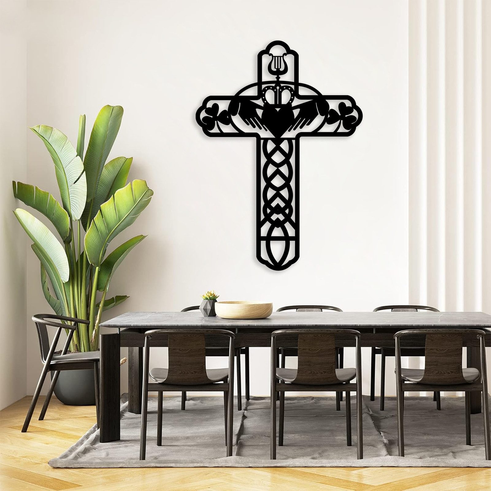 Jumpeak Wanddekoobjekt Metallkreuz Liebe Wanddekoration, Religion, Glücksbringer, Hergestellt aus Metall,Schwarz,Weiß,3 Größe