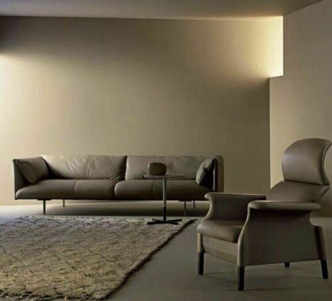 JVmoebel 4-Sitzer, XXL Big Sofa Vier Sitzer Couch Leder Polster Sofas Sitz Italien Möbel Grau | Einzelsofas