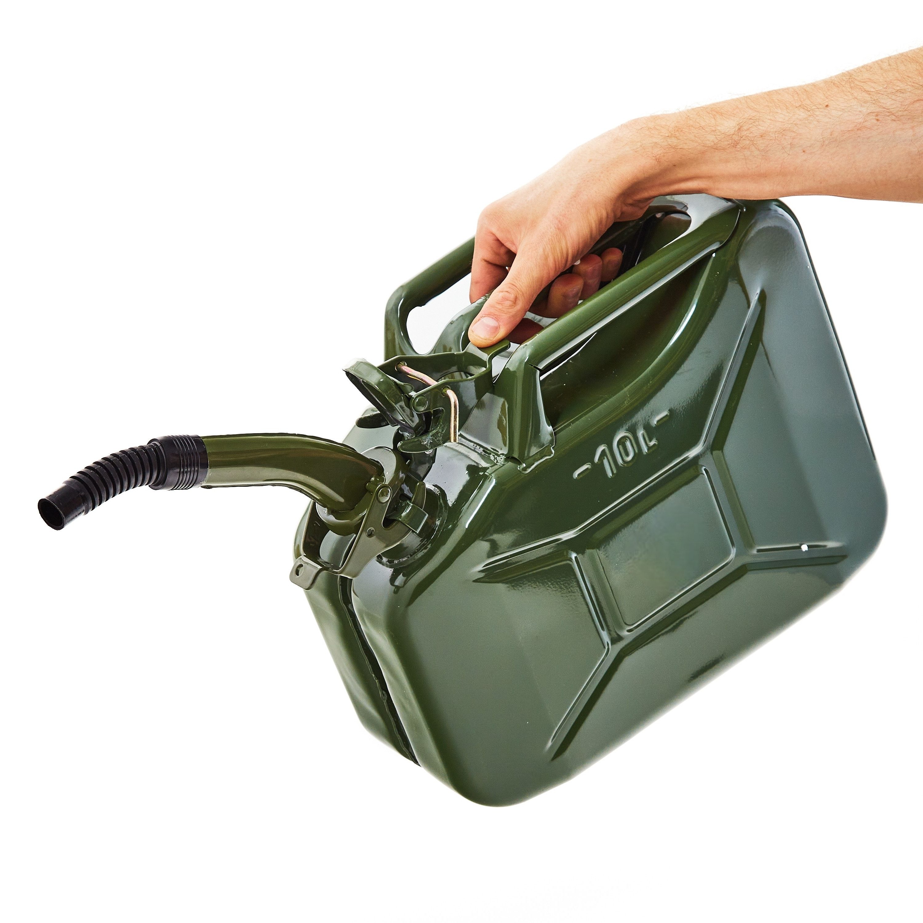 BW Benzinkanister Metall Kraftstoffkanister 10 L mit Ausgießer (mit Ausgießer, Made in Europe), TÜV-geprüft und UN-Zulassung