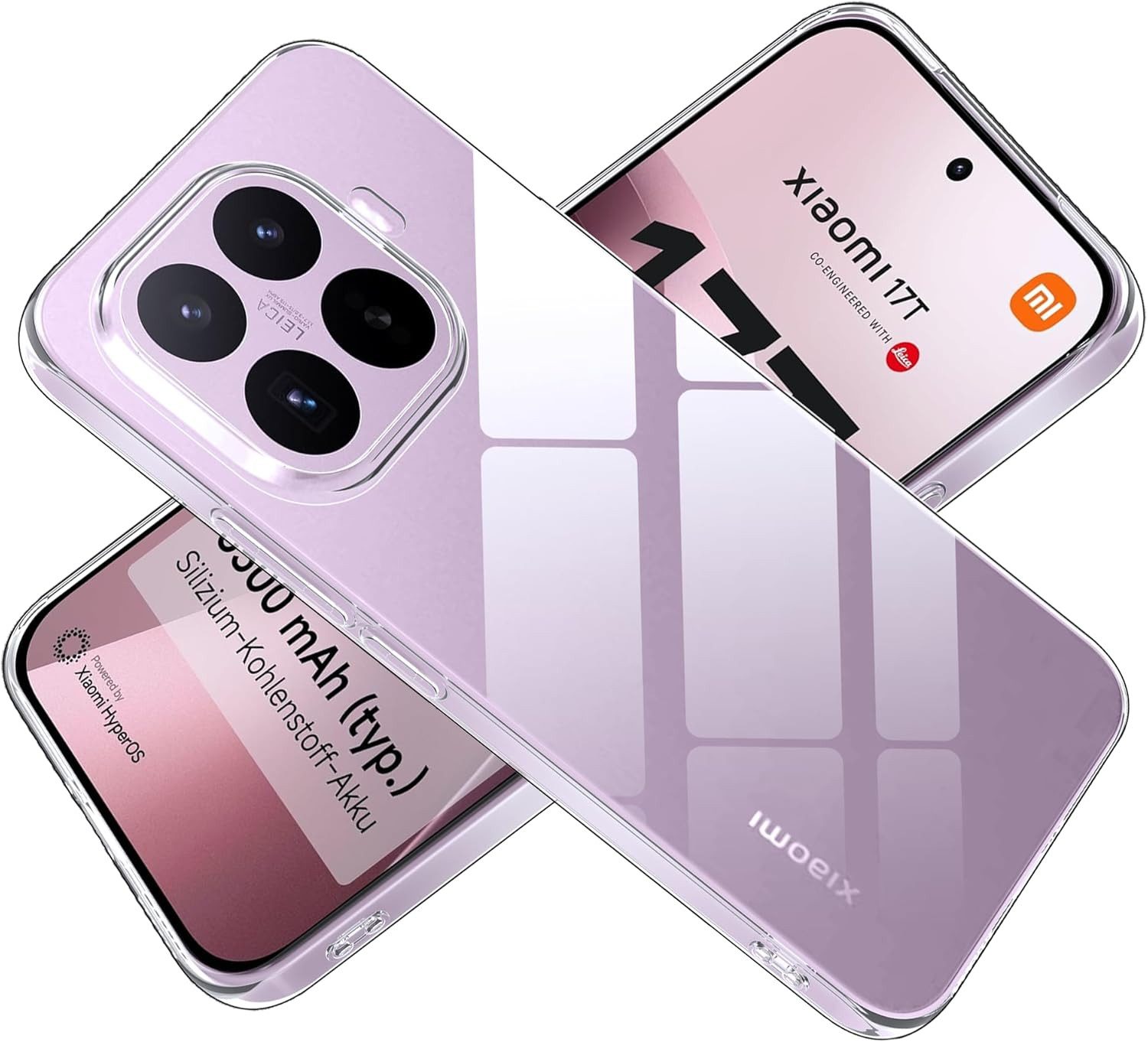 CLM-Tech Handyhülle Transparent für Xiaomi 17T / Xiaomi 17T Pro 6,83 Zoll, - Case mit Öffnungen für alle Bedienelemente