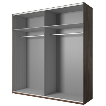 Lomadox Kleiderschrank SOLMS-83 Eiche dunkel Nb. und silber kombiniert mit schwarz 200/213/64 cm