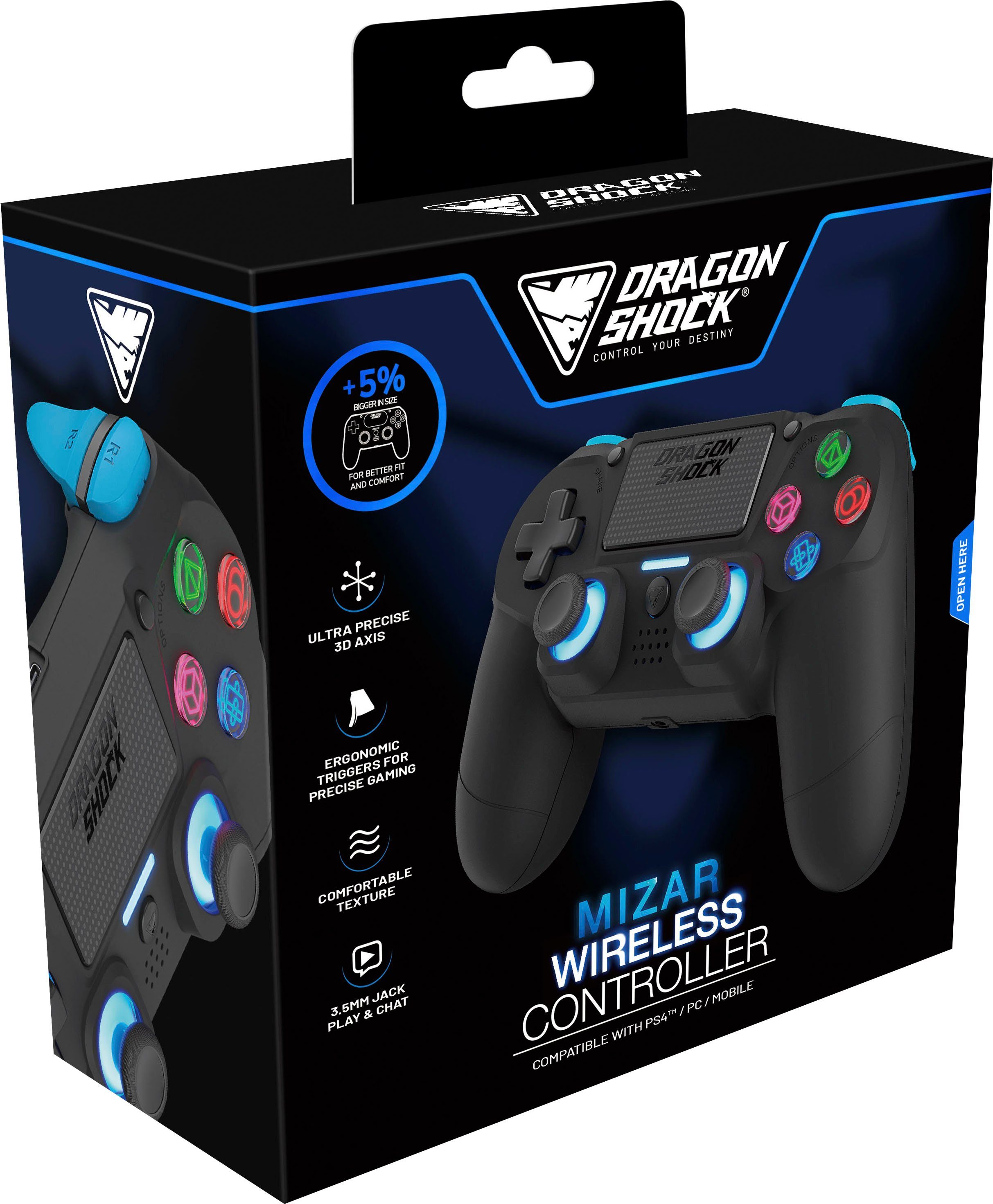 DRAGONSHOCK Mizar Wireless für schwarz PS4 Controller