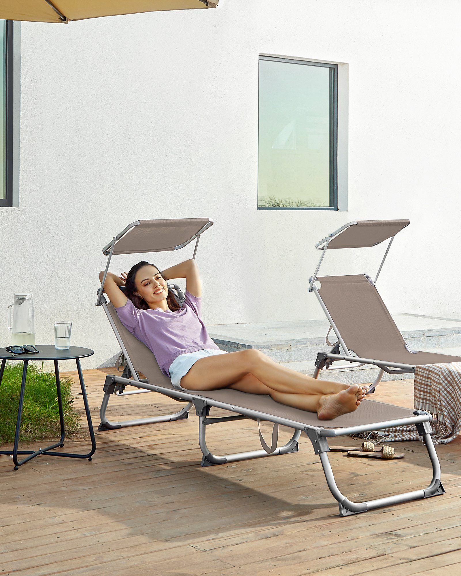 SONGMICS Gartenliege, 2 St., Sonnenliege klappbar günstig online kaufen