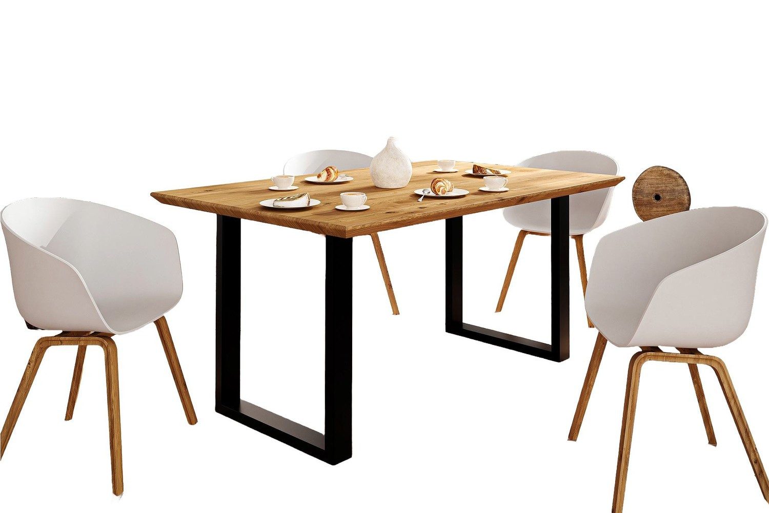 Natur24 Esstisch Swiss Cant Davi Esstisch Wildeiche 150x100 cm Tisch Massiv U-Gestell