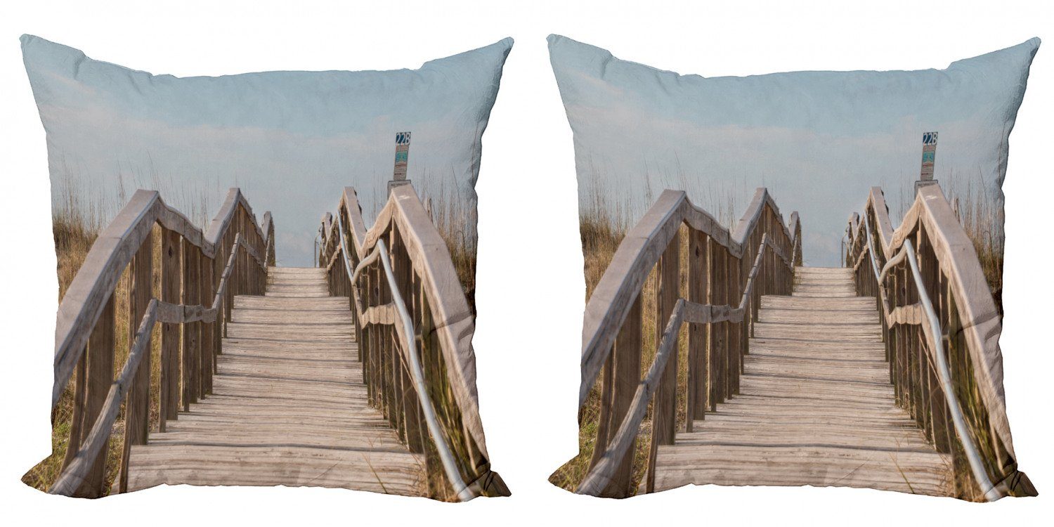 Kissenbezüge Modern Accent Doppelseitiger Digitaldruck, Abakuhaus (2 Stück), Strand Pathway Boardwalk Dunes Oats