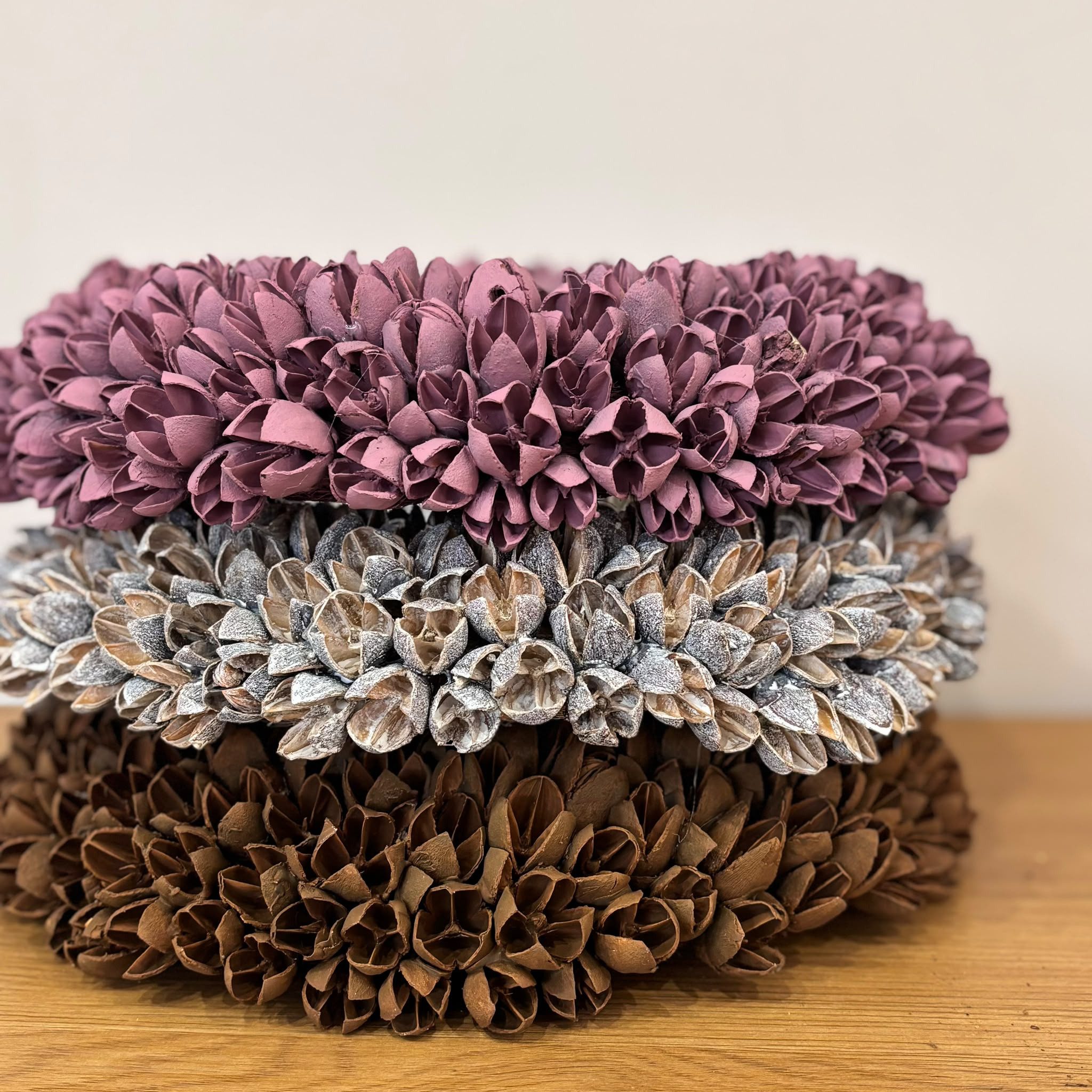 LYKKE & You Dekokranz Trockenblumen Dekokranz Ø 30 cm – Bakulikranz White-wash, Handgefertigt, Unikat, dicht gewickelt, langlebig