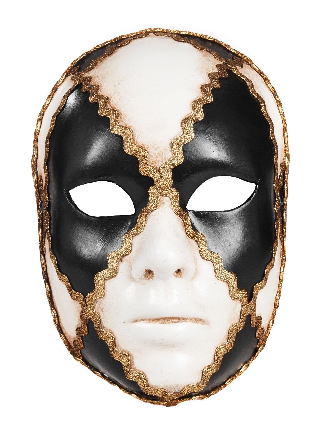 Maskworld Verkleidungsmaske Volto scacchi bianco nero femminile, Handgefertigte Maske aus Venedig für Frauen