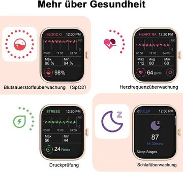 blackview Smartwatch für Herren und Damen Smartwatch (1,83 Zoll, Android iOS), Anrufe Smart Watch für Damen Fitnessuhr, Armbanduhr mit Pulsmesser