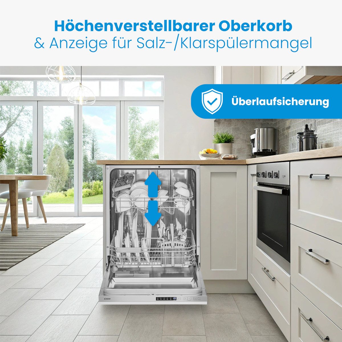 BOMANN vollintegrierbarer Geschirrspüler GSPE 7421 VI, 60cm, 14 Maßgedecke, 5 Programme, OHNE Möbelfront