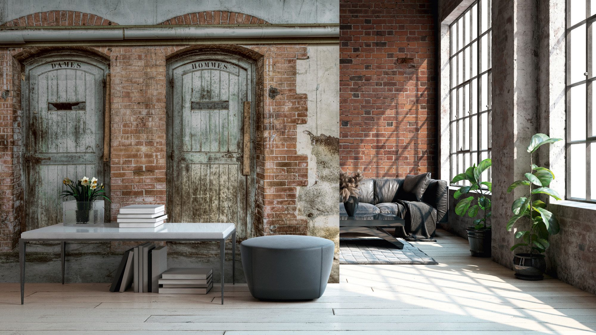 A.S. Création Vliestapete Vintagetapete alte Türen Grau Braun Retro, strukturiert, matt, (1 St)