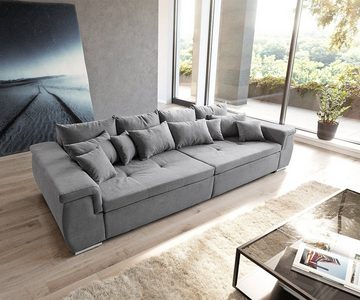 DELIFE Big-Sofa Navin, Grau 275x116 cm Sofa mit Kissen