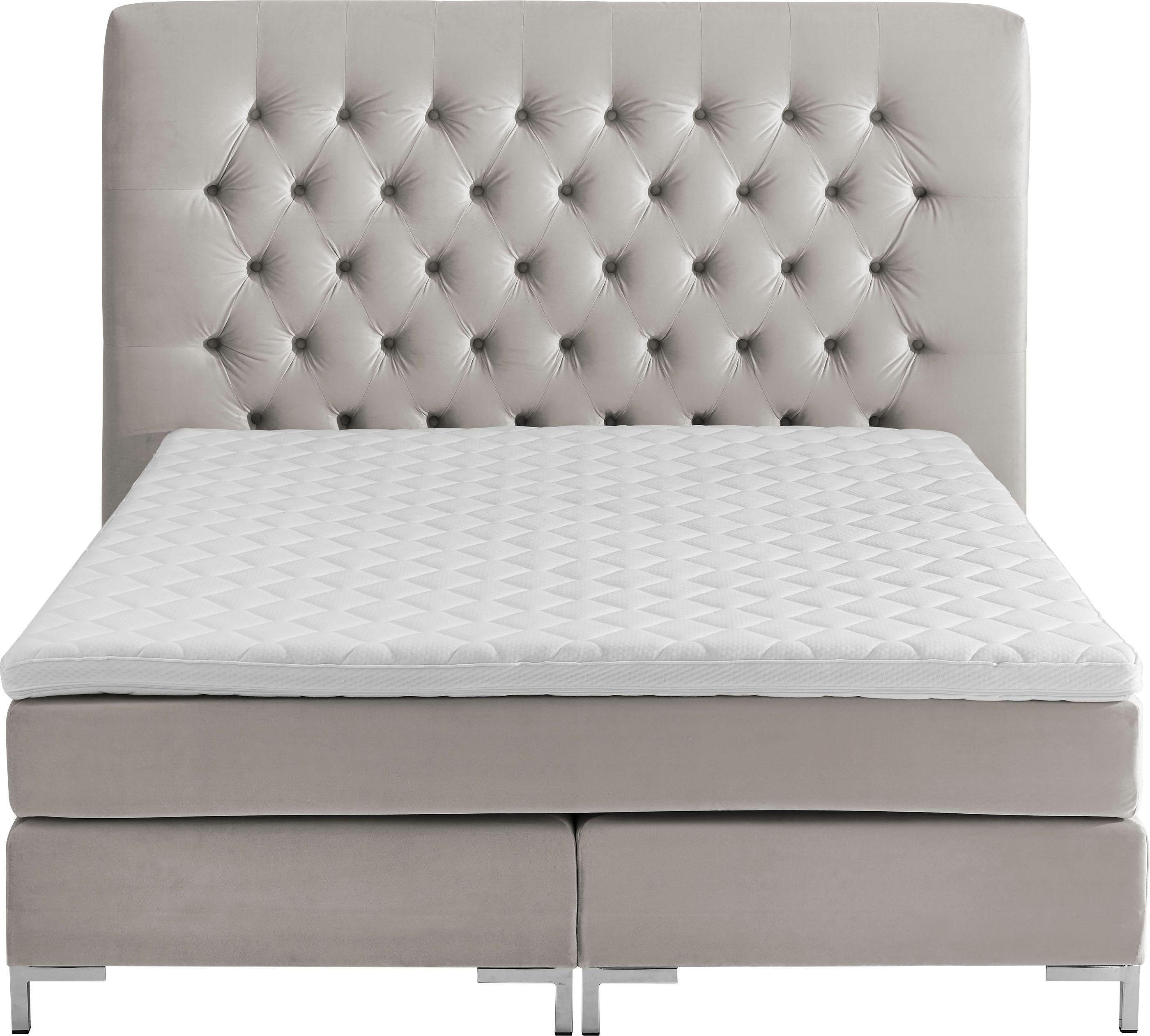 ATLANTIC home collection Boxspringbett Ronja, mit Topper und extra hohem Kopfteil