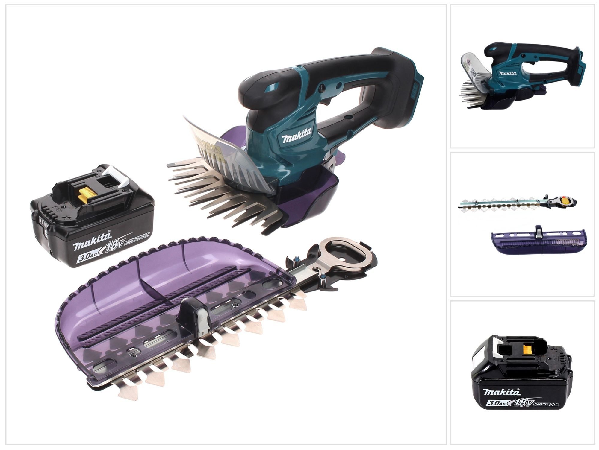 Makita Akku-Grasschere DUM 604 F1X Akku Grasschere 18 V mit Gras- und Strauchscherblatt + 1x