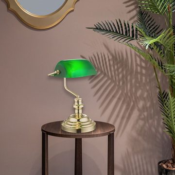 bmf-versand Tischleuchte Tischlampe Wohnzimmer LED Tischleuchte Schreibtischlampe Bankerlampe, Nachttischlampe, Nachttischleuchte, Retro, LED wechselbar, Warmweiß, Schlafzimmer, Esszimmer, Küche, Flur, Schreibtischleuchte, grün