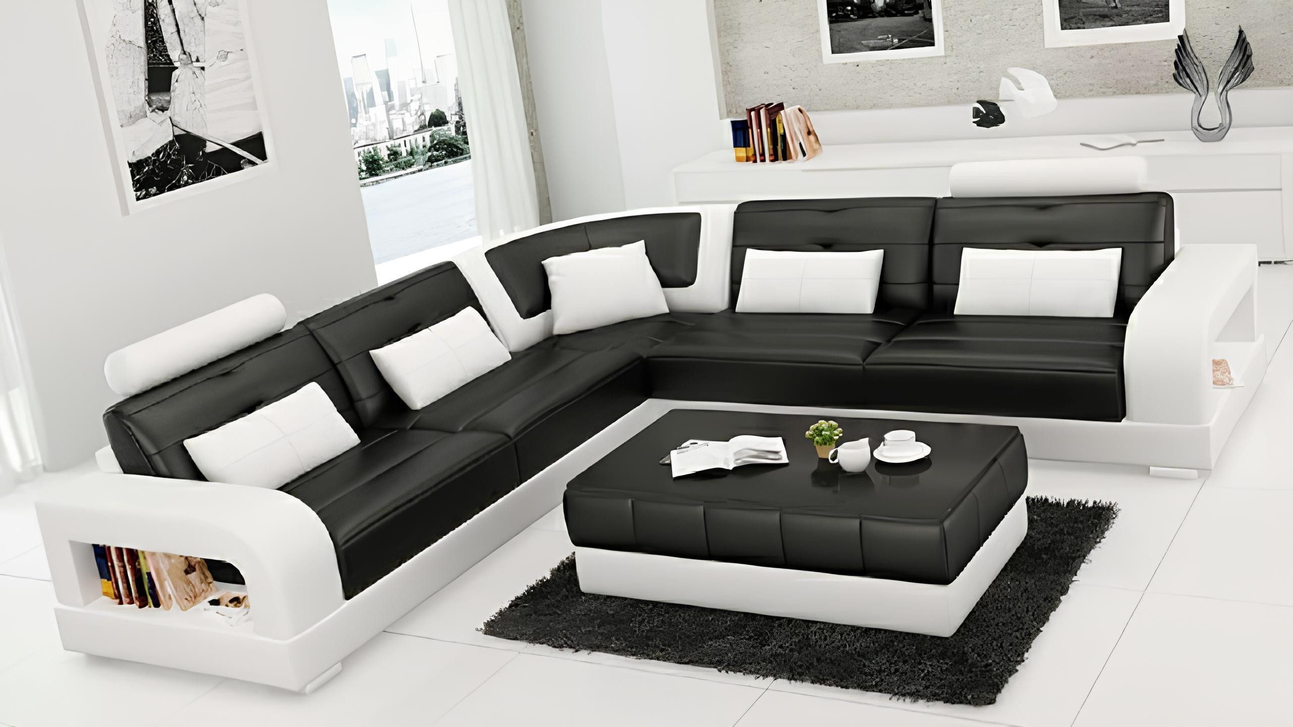 Xlmoebel Ecksofa Elegante Ledercouch in zeitlosem Design für stilvolle Wohnräume, Hergestellt in Europa