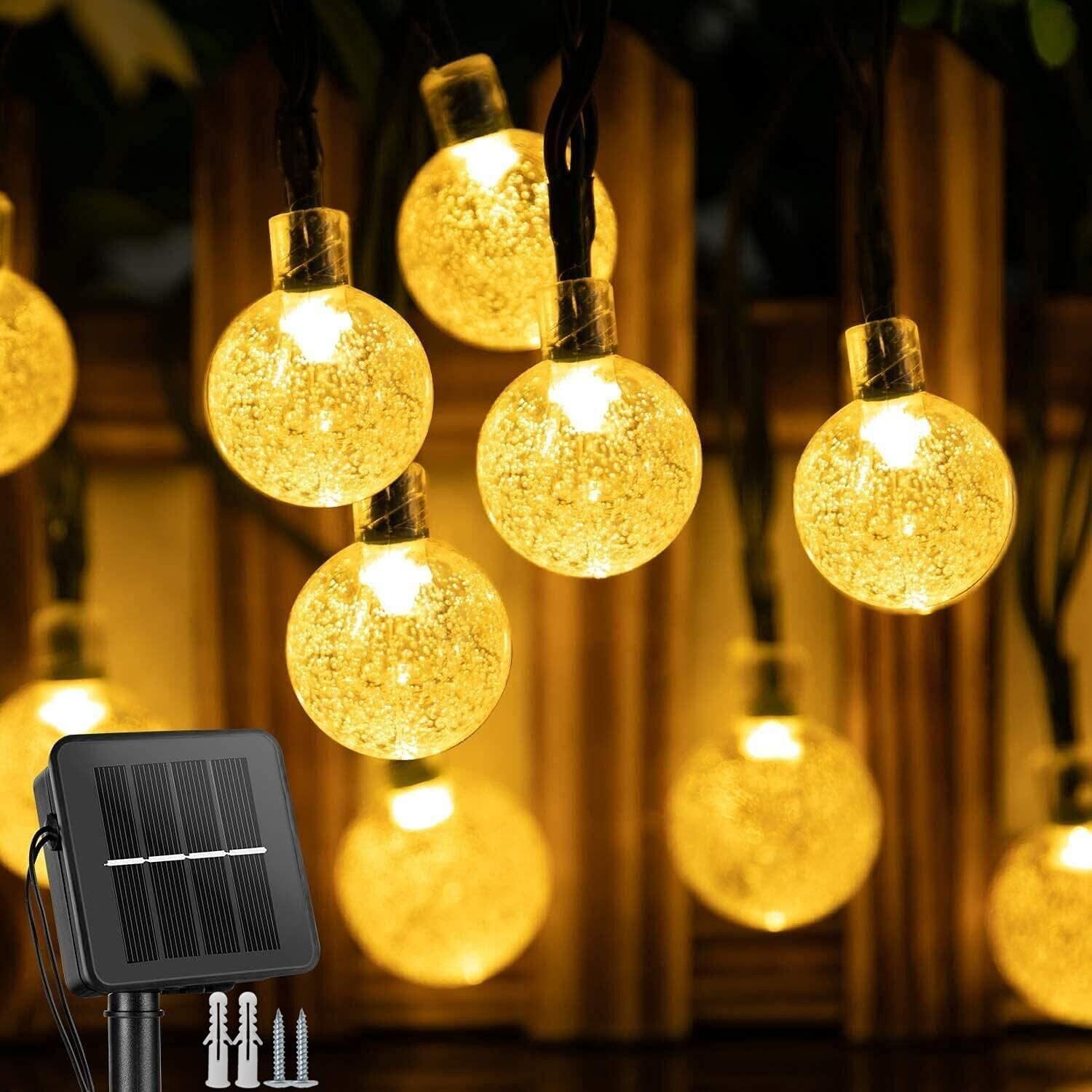 Daskoo LED-Lichterkette 15m 80LED Solar Globe Ball Saite Feenlichter Party Weihnachten Outdoor, 80-flammig, Wasserdichte