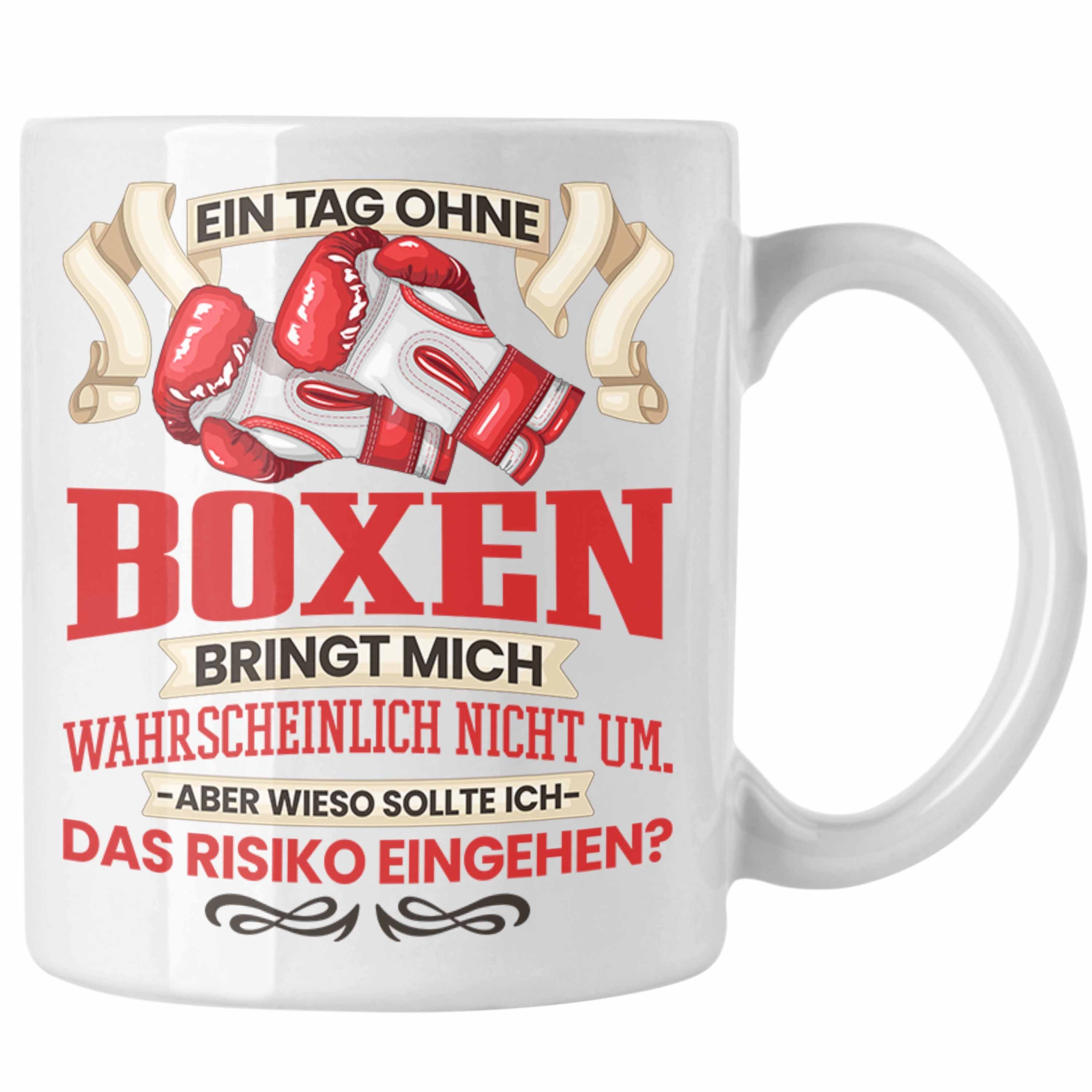 Trendation Tasse Boxen Tasse Geschenk Boxer Kampfsport Geschenkidee Spruch Weiss
