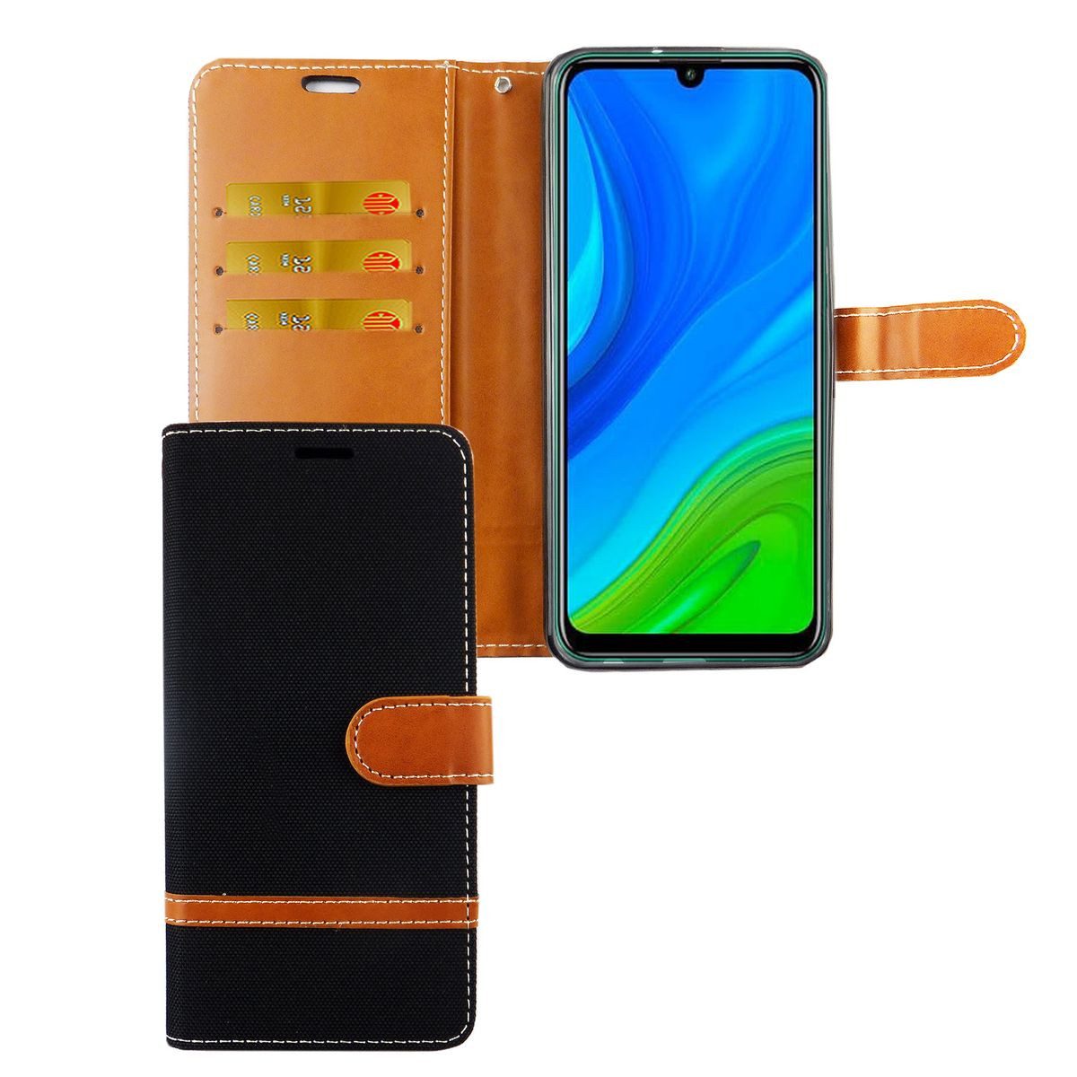 König Design Handyhülle Huawei P smart 2020, Huawei P smart 2020 Handyhülle Bookcover Schwarz