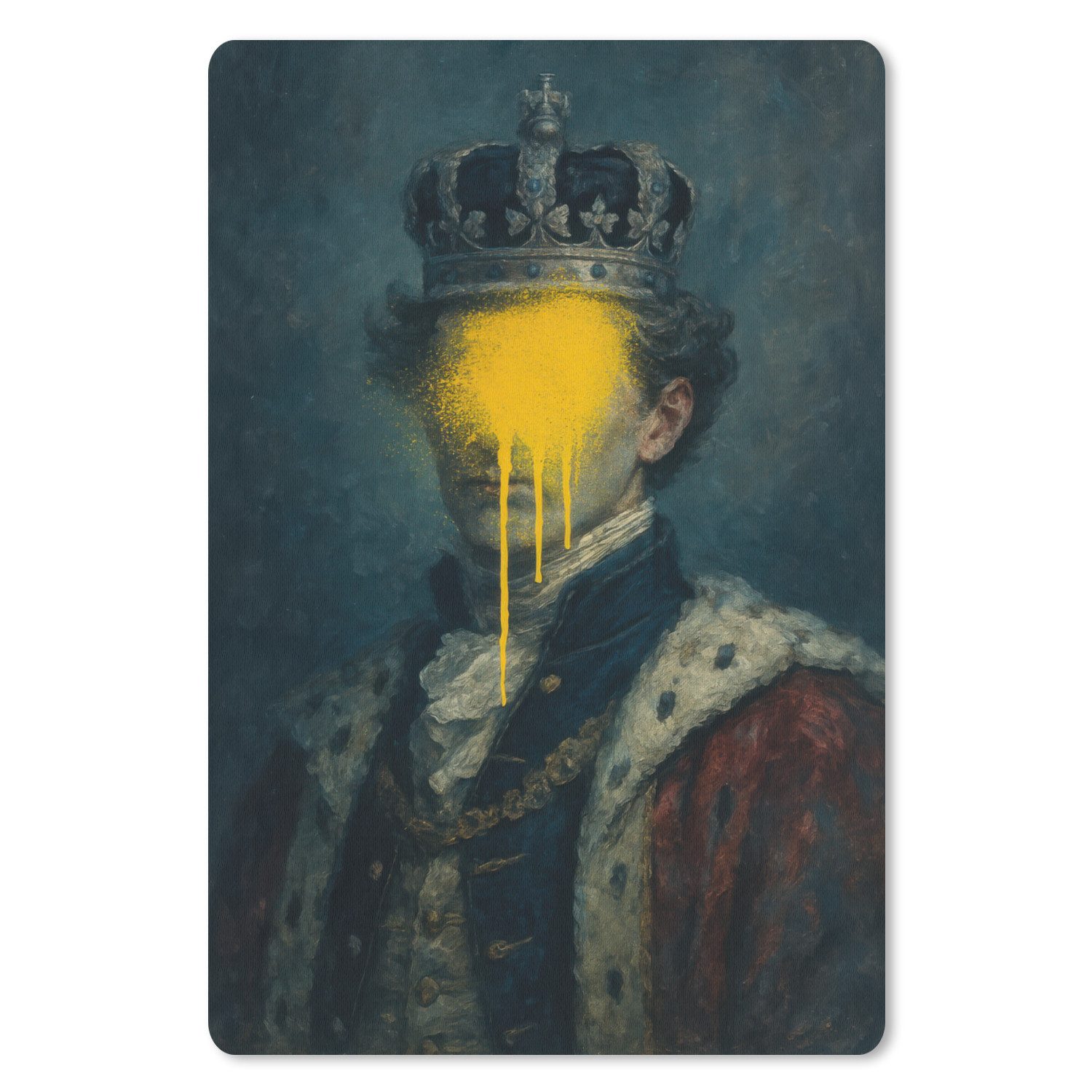 MuchoWow Mauspad König - Porträt - Tropfende gelbe Farbe (1-St), Maus Pad Klein, Gaming Zubehör, Büro Deko, 18x27 cm