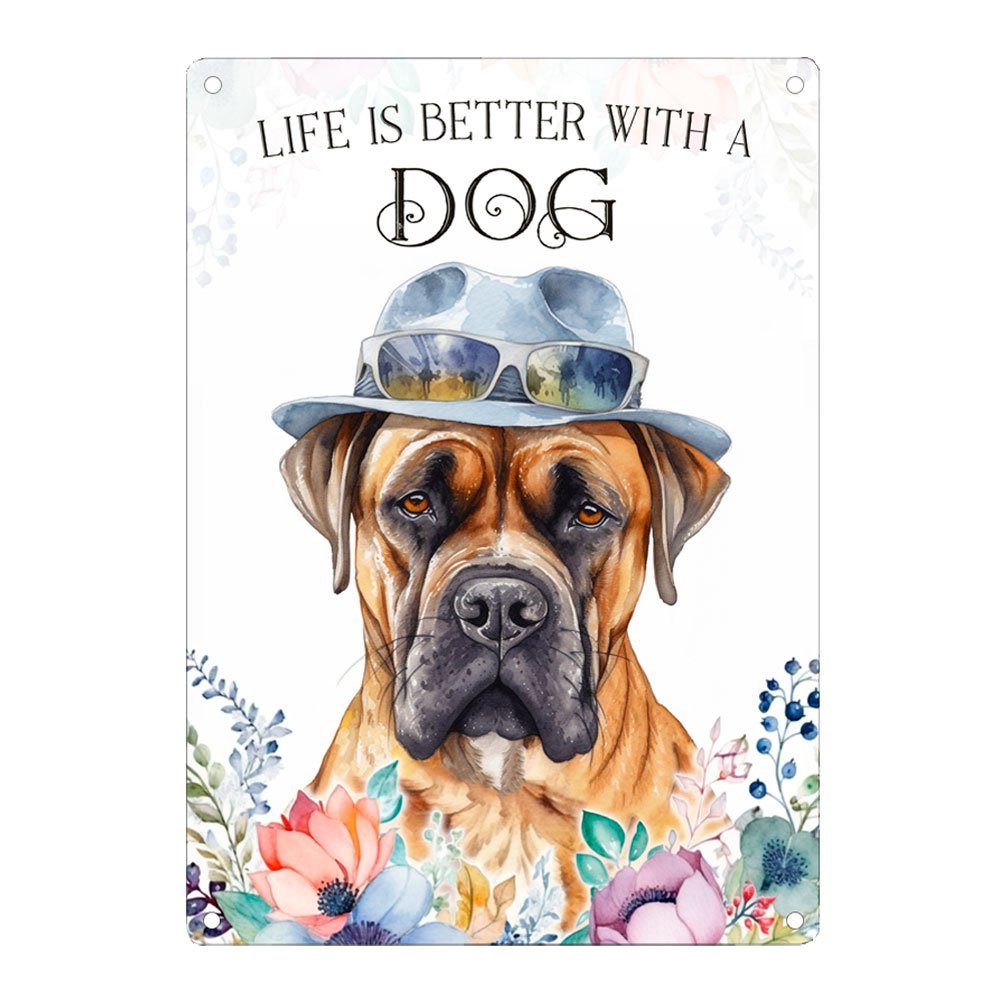 Metallschild Hundeschild BOERBOEL - Dekoschild mit Hunderasse, Geschenk