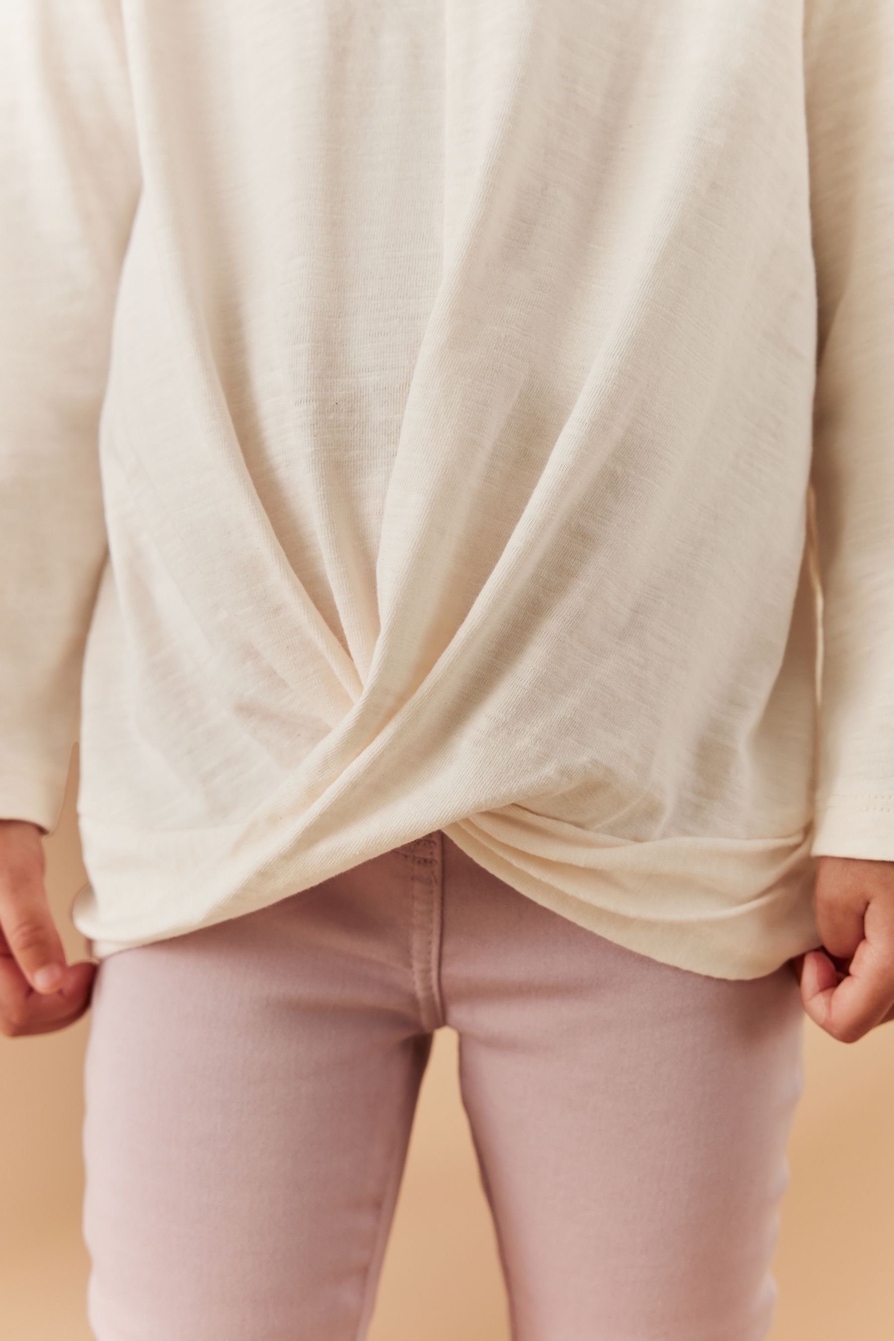 Next Langarmshirt Long Sleeve Pale (1-tlg) Front Twist Pink T-Shirt