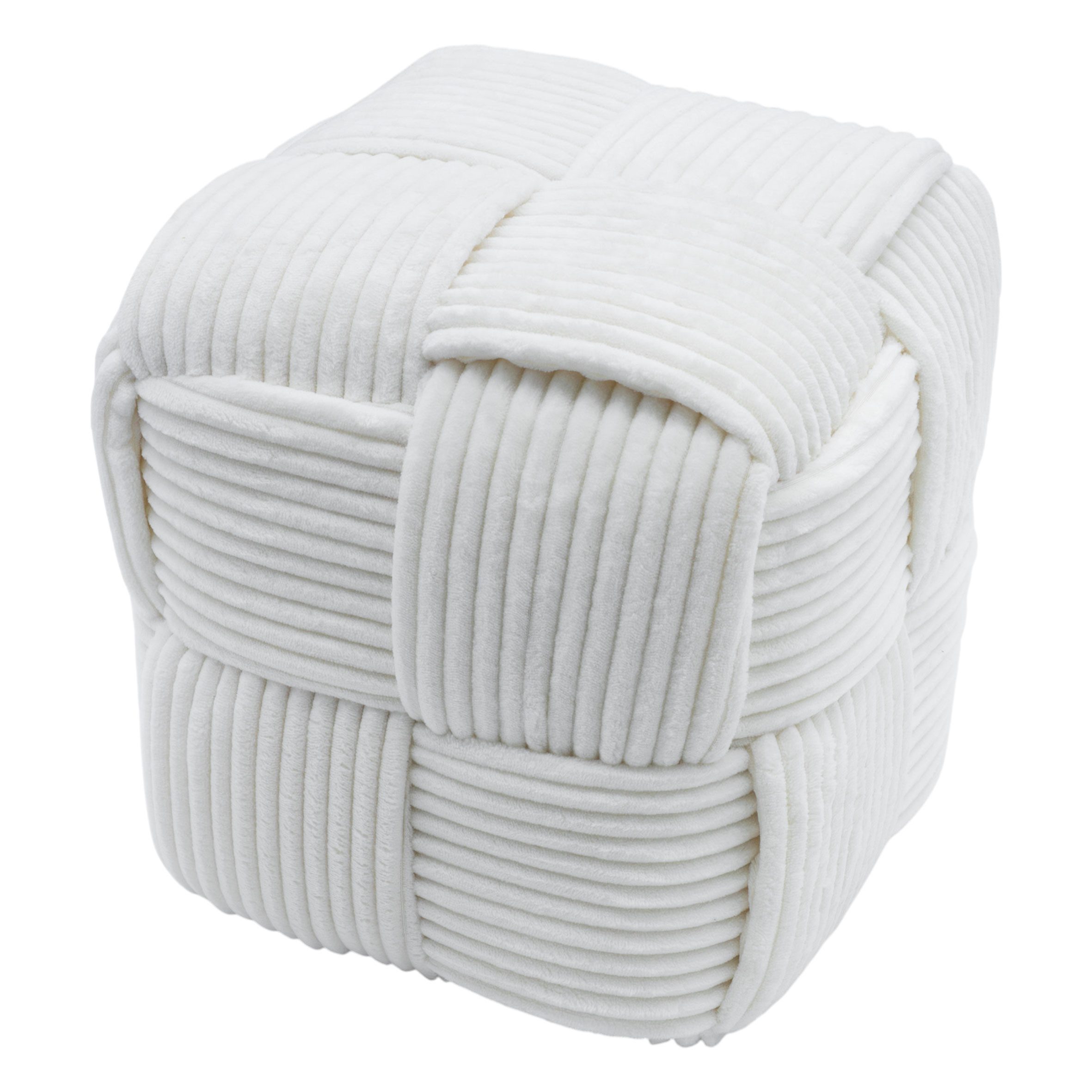 Spetebo Fußhocker Deko Kord Sitzwürfel mit cremefarbenem Stoffbezug – 30 x 30 cm (Anzahl, 1 St., Stück), kleine, kompakte größe