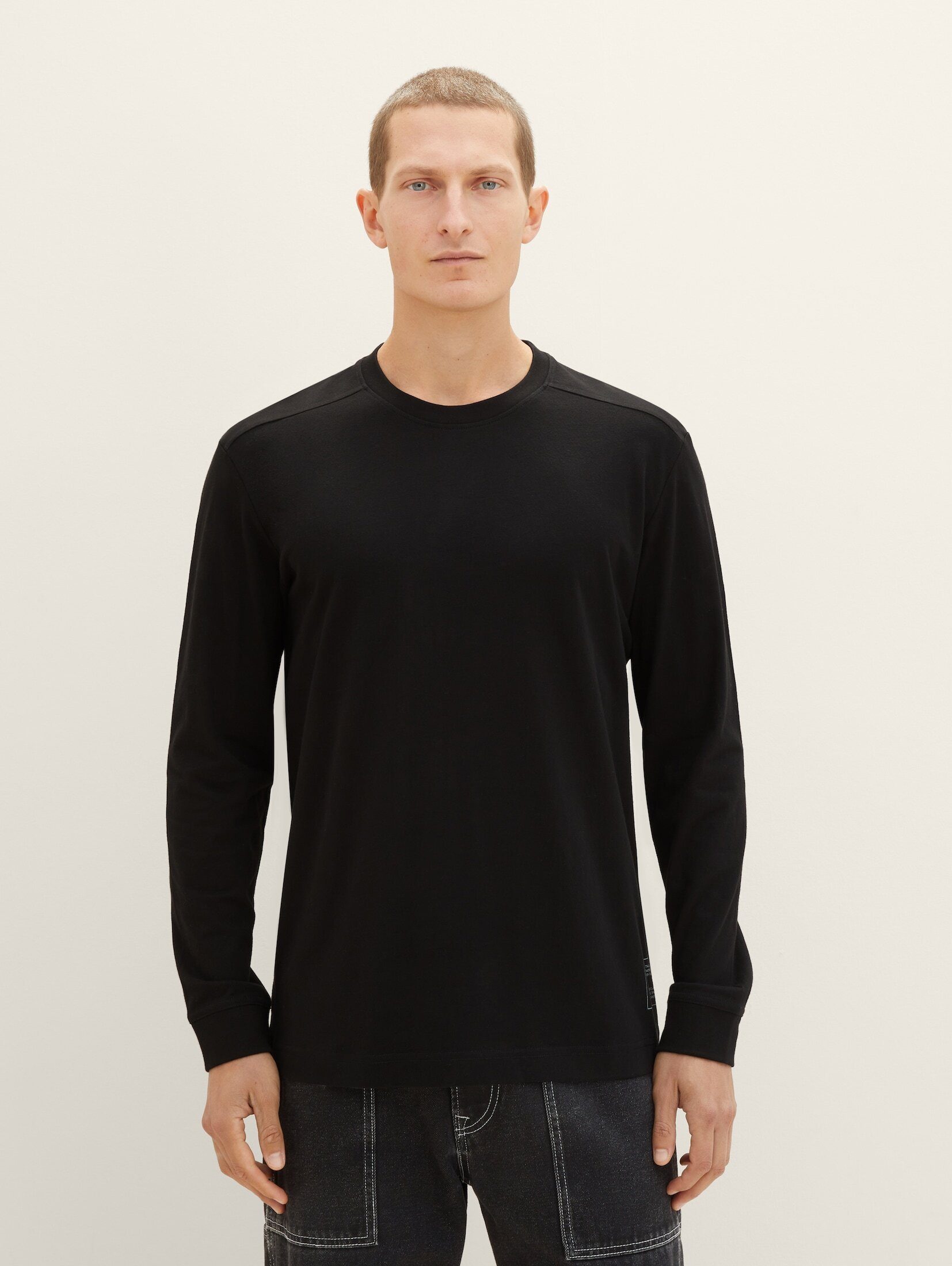 TOM TAILOR T-Shirt Basic Langarmshirt Black
