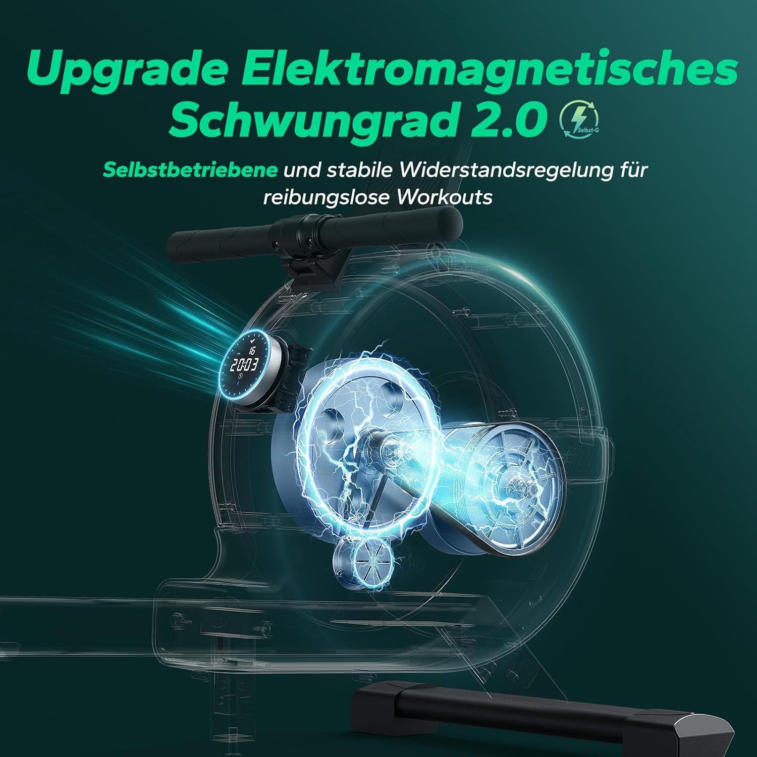 MERACH Rudermaschine Rudergeräte für zu Hause, Rudergerät mit Merach & Kinomap App (Selbstbetriebenes Power, 16 Widerstandsstufen, Bluetooth Monitor, Stabiles D – Bild 5 von 5