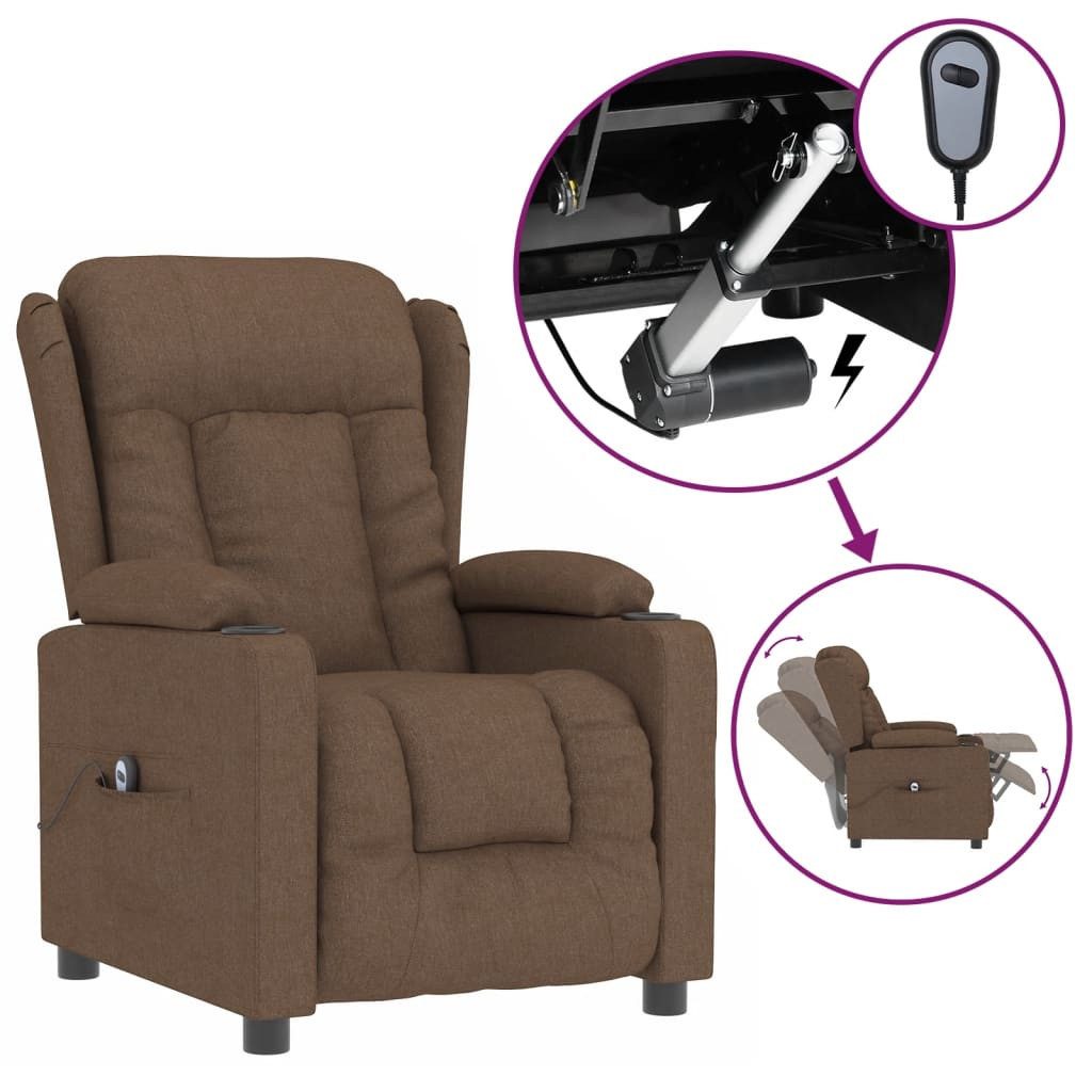 vidaXL Sessel Relaxsessel Elektrisch Braun Stoff günstig online kaufen