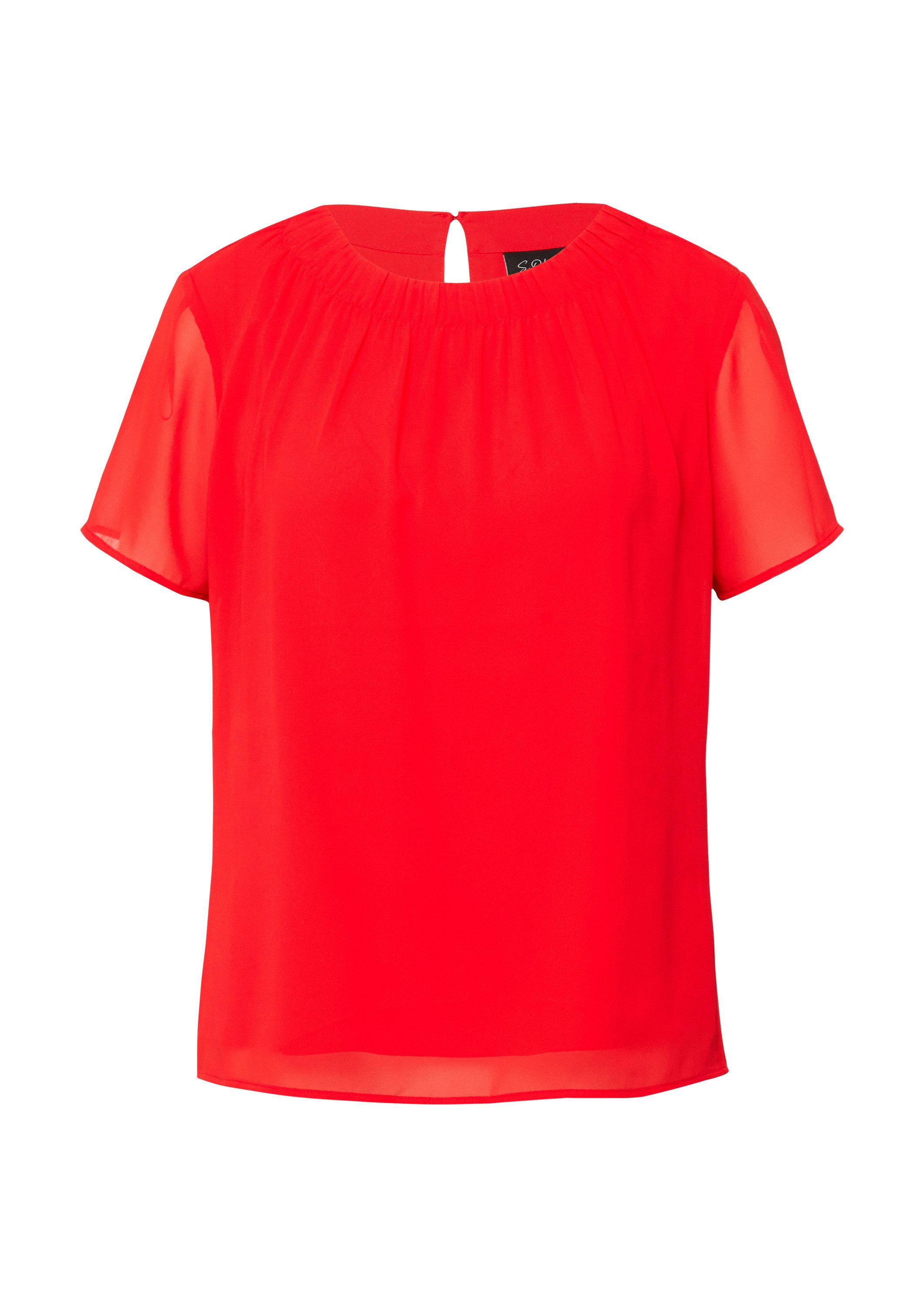 s.Oliver Kurzarmbluse Bluse Kurzärmelige Chiffon-Bluse mit Rundhalsausschni günstig online kaufen